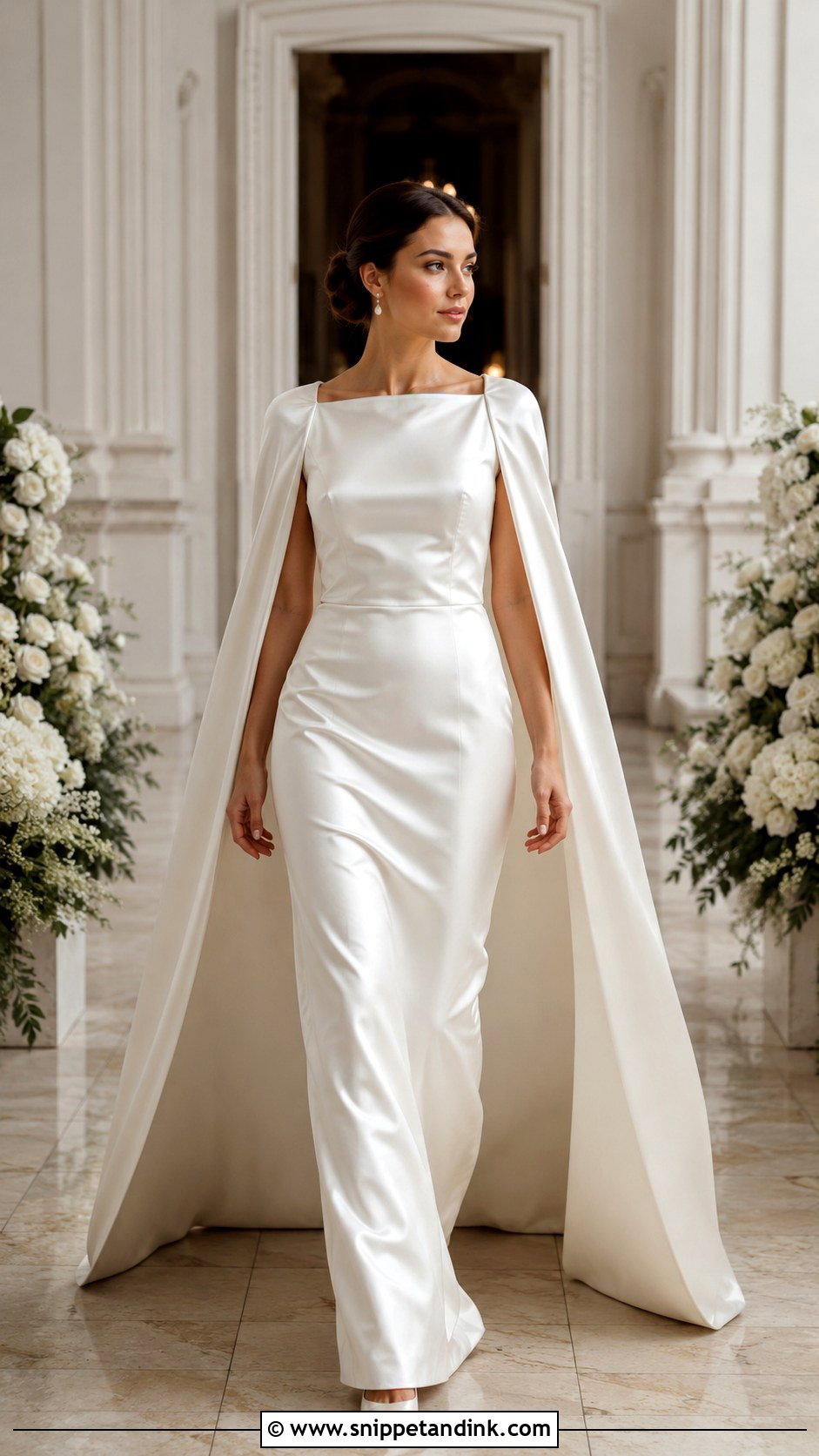 Satin Wedding Dress With Cape - Snippet and Ink - 30 Old Hollywood Wedding Dress Ideas