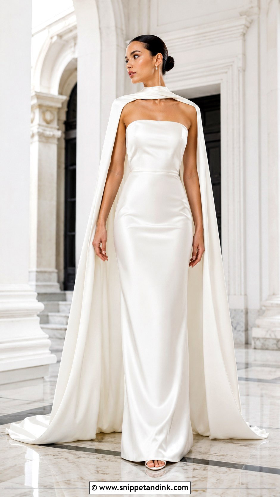 Satin Wedding Dress With Cape - Snippet and Ink - 30 Satin Wedding Dresses