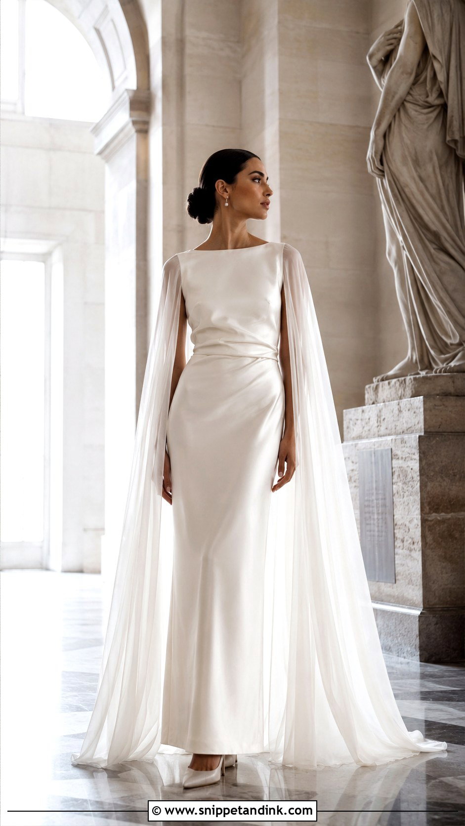 Satin Wedding Dress With Cape - Snippet and Ink - 20 Vintage Satin Wedding Dress Ideas
