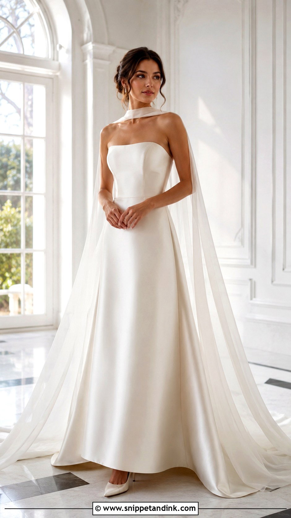 Satin Wedding Dress With Cape - Snippet and Ink - 25 Classic Satin Wedding Dress Ideas
