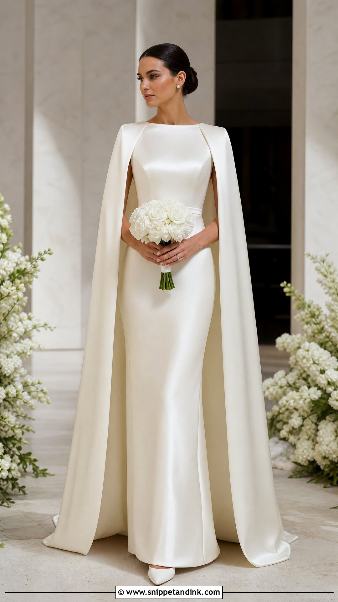 Satin Wedding Dress With Cape - Snippet and Ink - 20 Silky Satin Wedding Dress Ideas