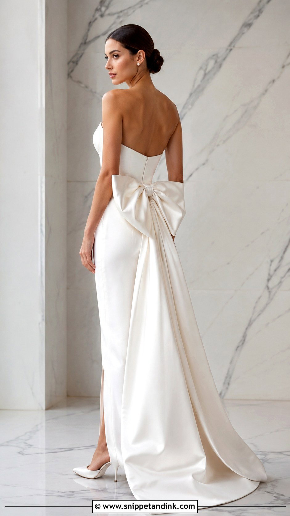 Satin Wedding Dress With Detachable Bow - Snippet and Ink - 25 Two in One Wedding Dress Ideas