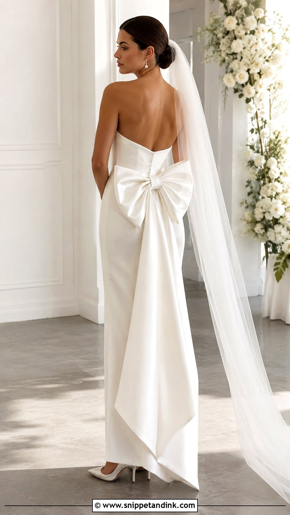 Satin Wedding Dress With Detachable Bow - Snippet and Ink - 20 Convertible Wedding Dresses