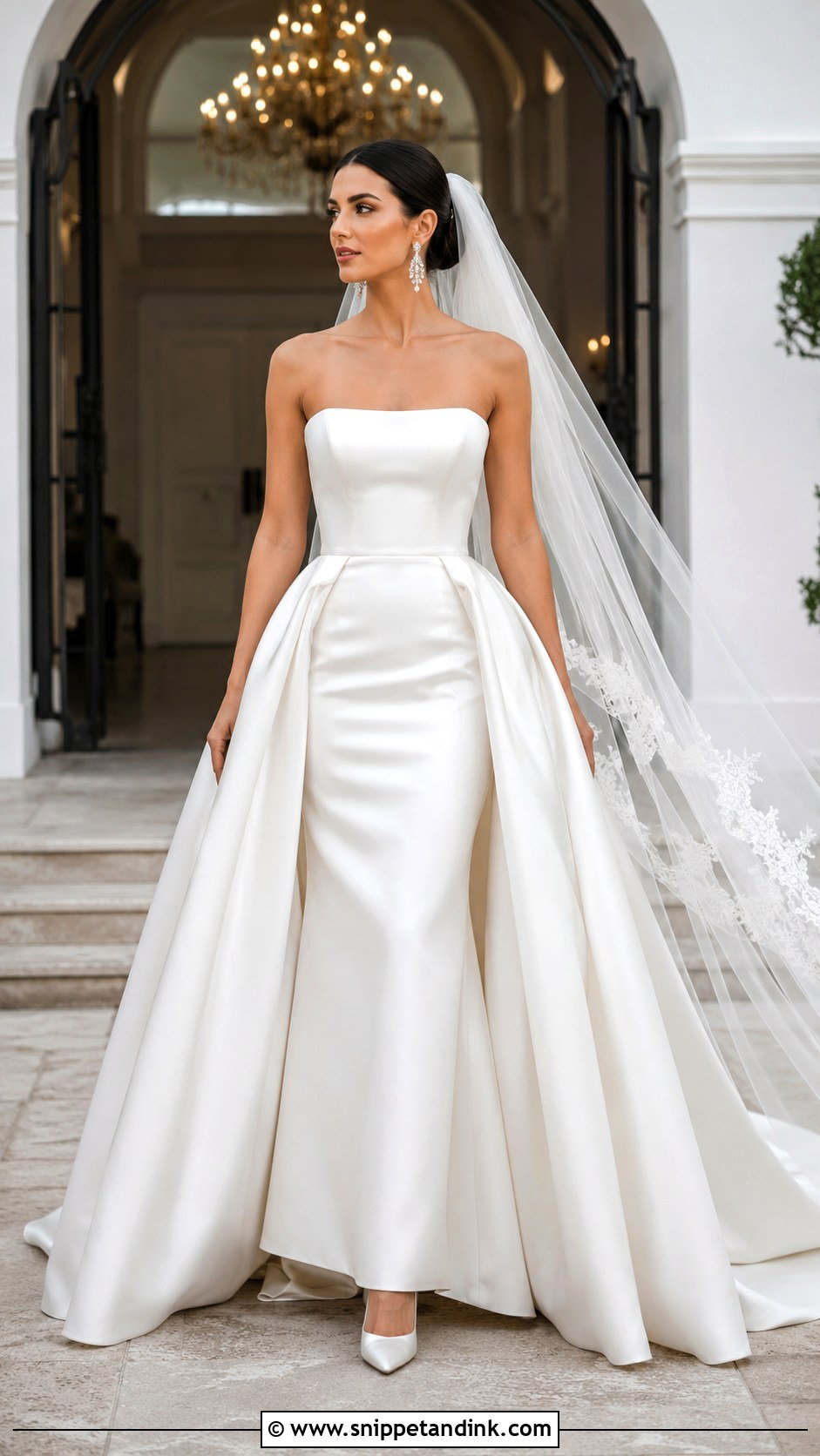 Satin Wedding Dress With Detachable Overskirt - Snippet and Ink - 20 Classy Satin Wedding Dress Ideas