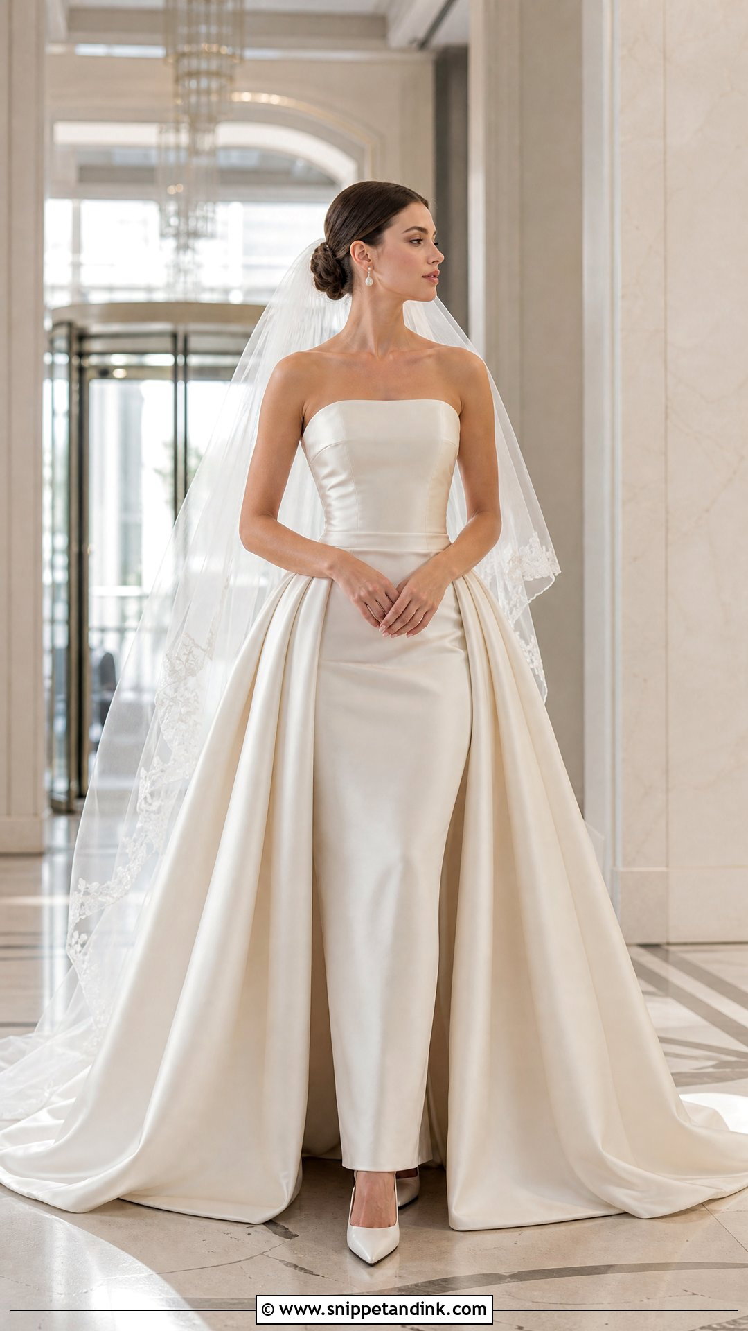 Satin Wedding Dress With Detachable Overskirt - Snippet and Ink - 20 Silky Satin Wedding Dress Ideas