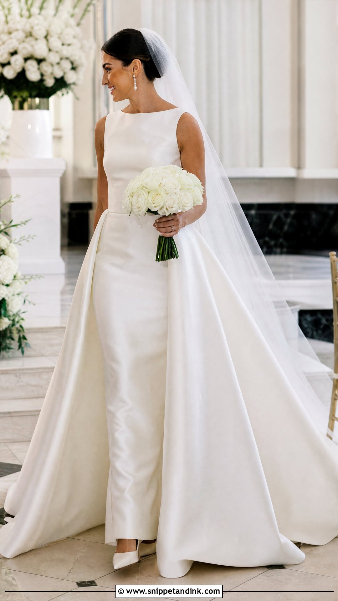 Satin Wedding Dress With Detachable Overskirt - Snippet and Ink - 20 Plain Satin Wedding Dress Ideas