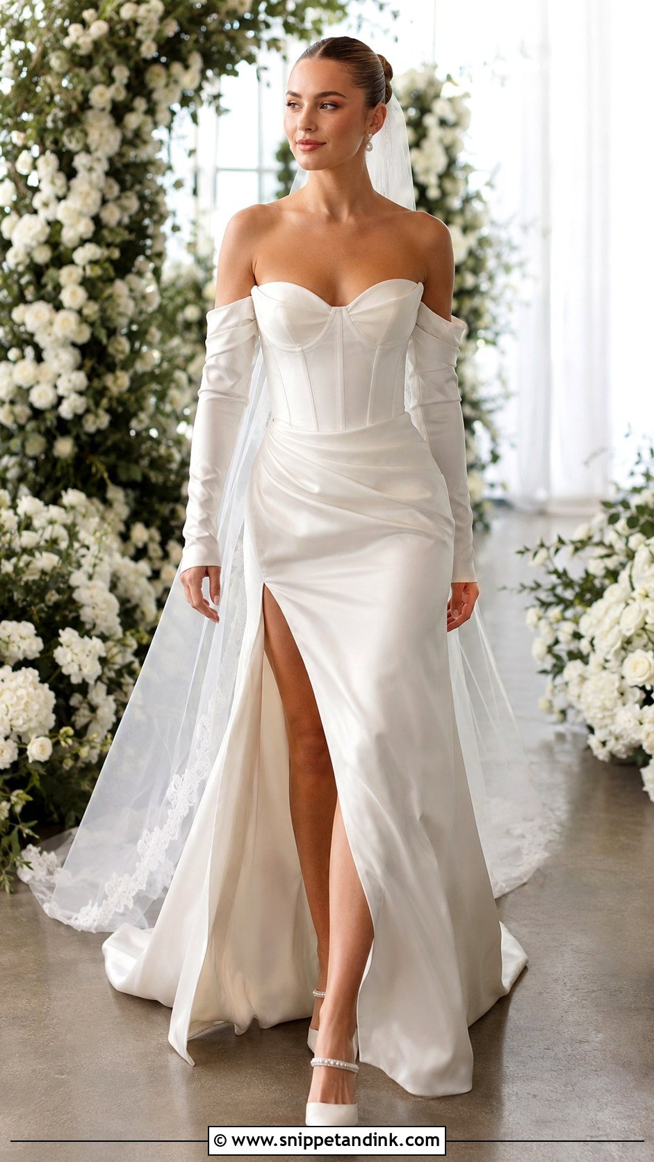 Satin Wedding Dress With Detachable Sleeves - Snippet and Ink - 30 Satin Wedding Dresses