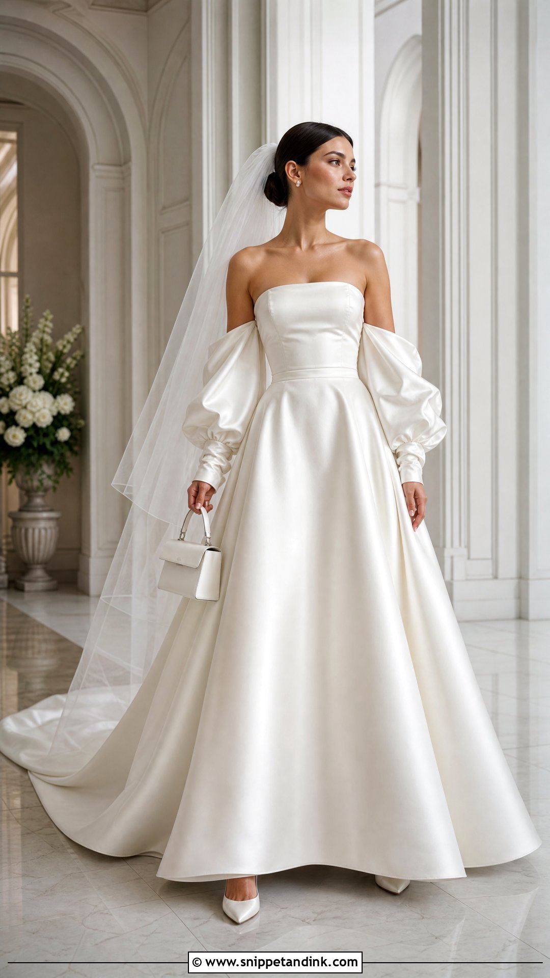 Satin Wedding Dress With Detachable Sleeves - Snippet and Ink - 20 Two in One Convertible Wedding Dress Ideas