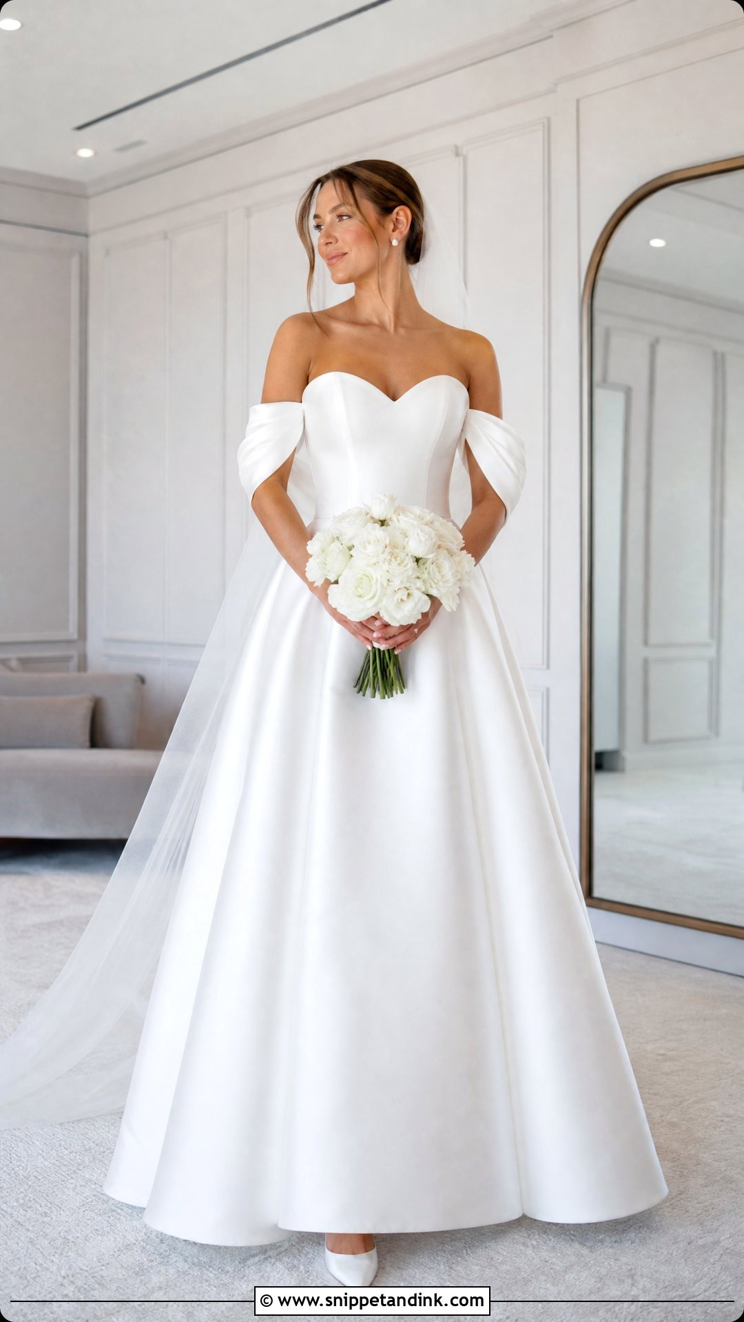 Satin Wedding Dress With Detachable Sleeves - Snippet and Ink - 20 Wedding Dress for Big Arms Ideas