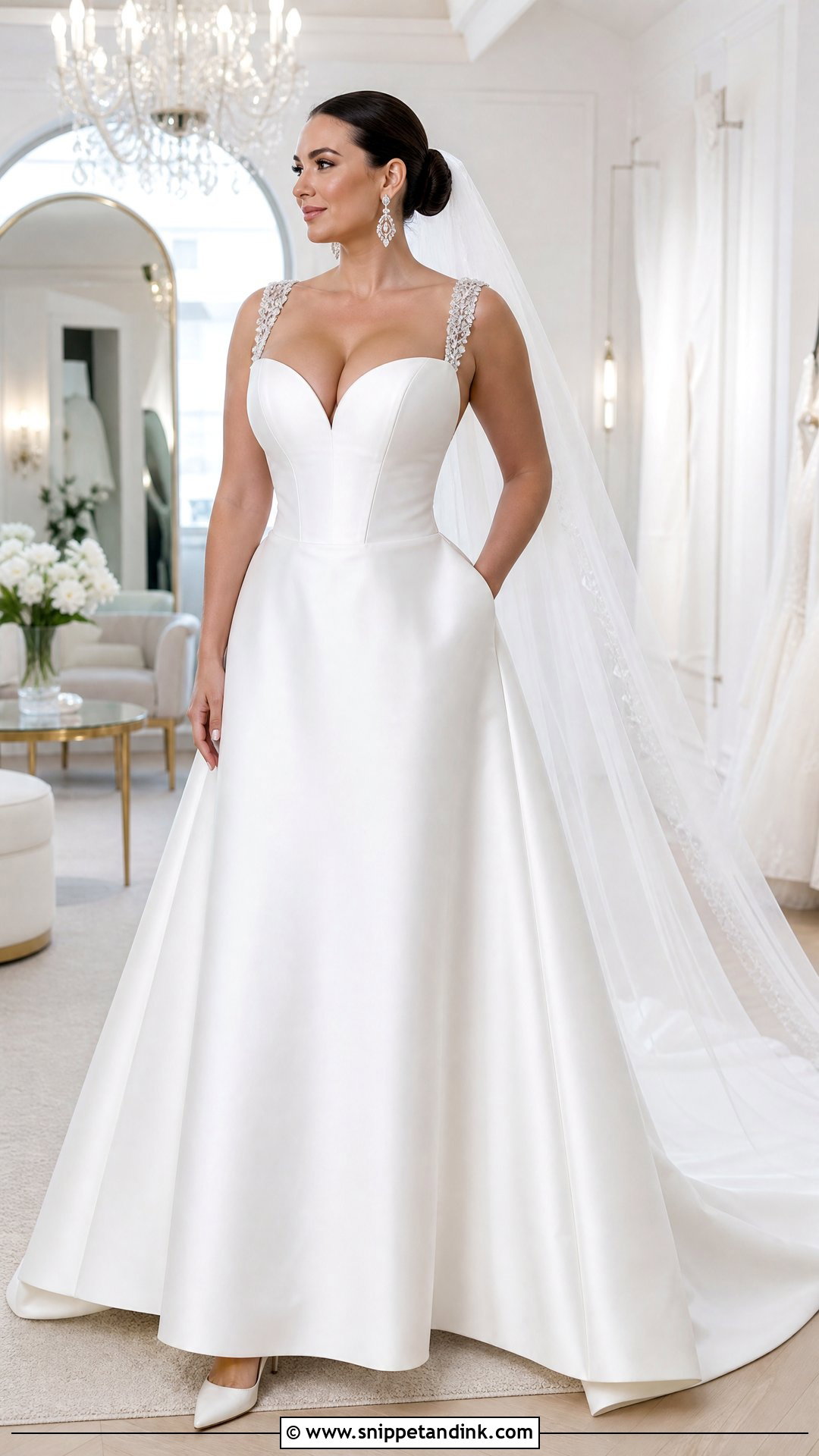Satin Wedding Dress With Detachable Straps - Snippet and Ink - 25 Wedding Dresses for Big Busts