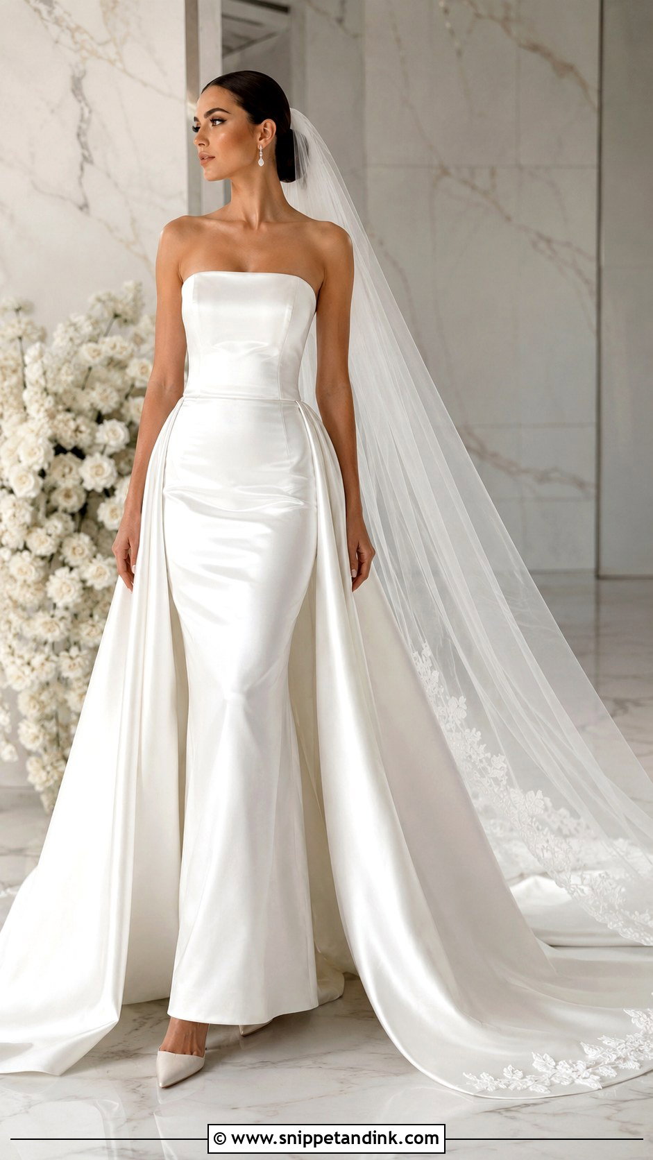Satin Wedding Dress With Detachable Train - Snippet and Ink - 25 2 in 1 Convertible Wedding Dresses