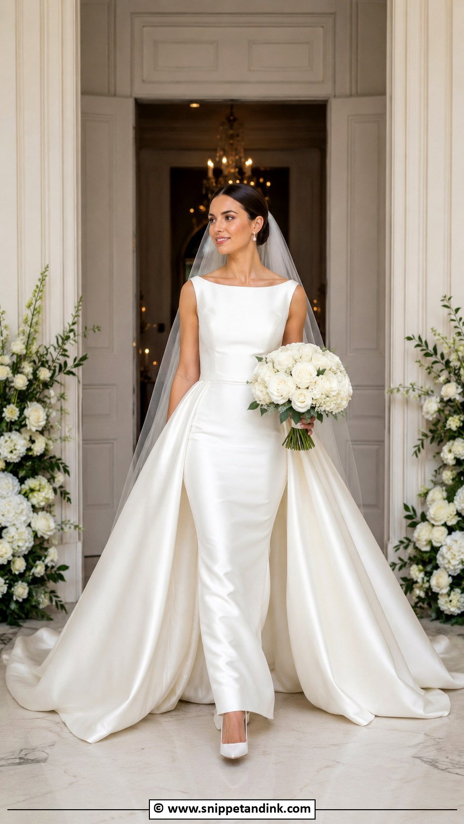 Satin Wedding Dress With Detachable Train - Snippet and Ink - 25 Elegant Satin Wedding Dress Ideas