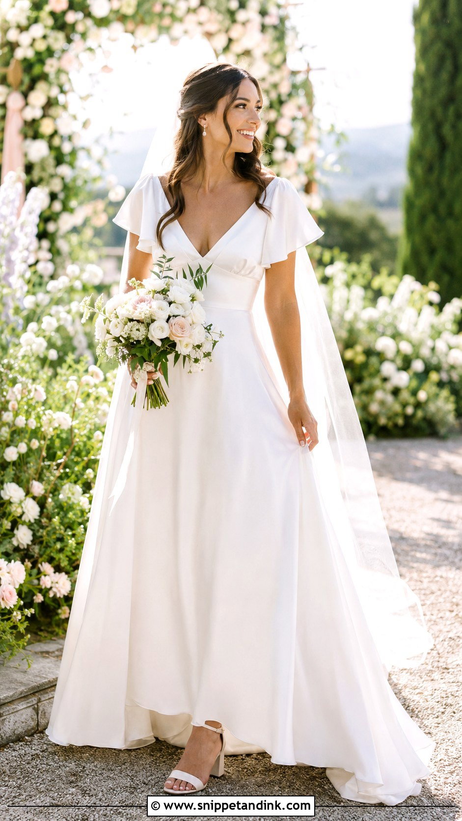 Satin Wedding Dress With Flutter Sleeves - Snippet and Ink - 25 Satin Wedding Dress with Sleeves
