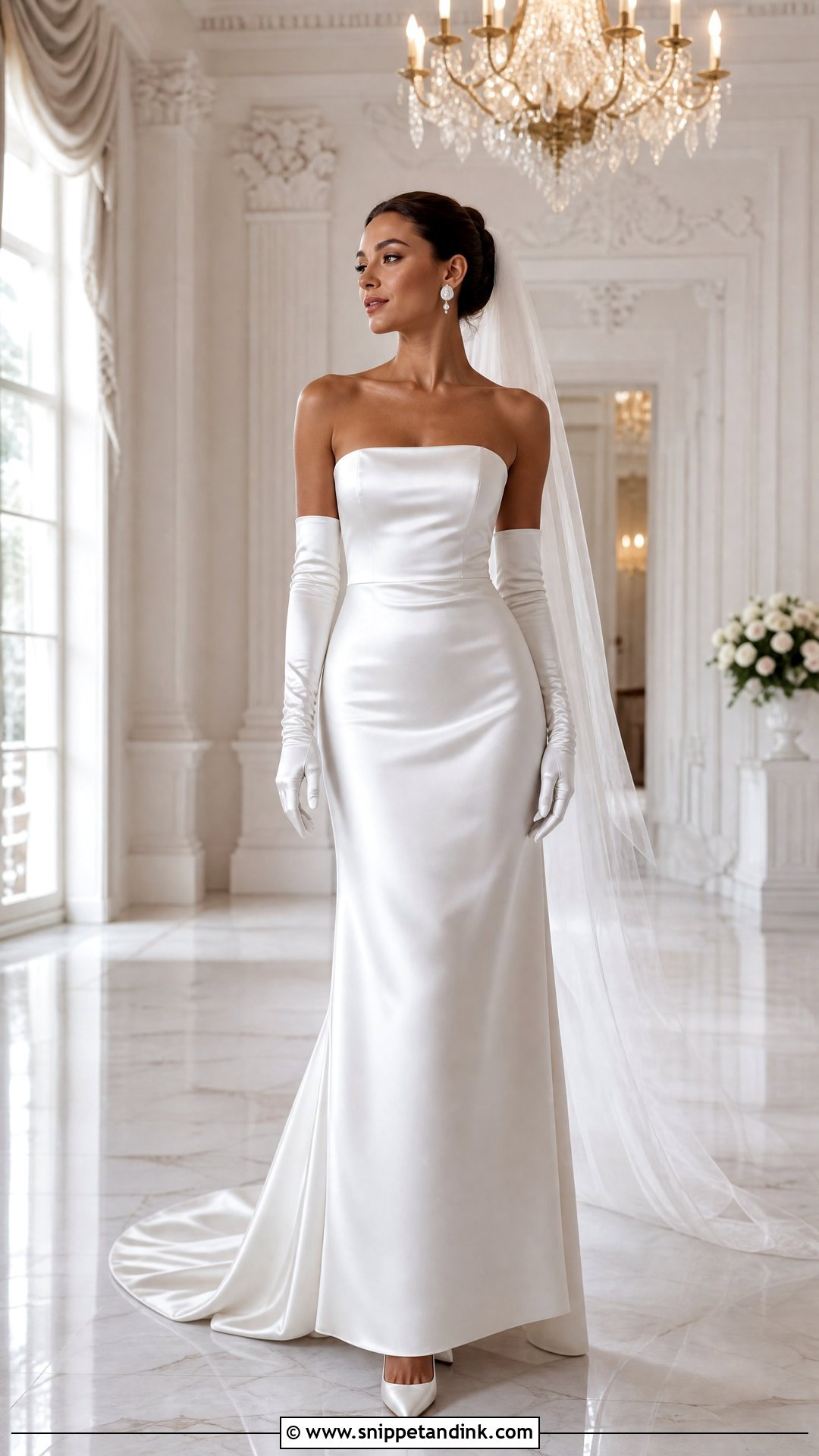 Satin Wedding Dress With Gloves - Snippet and Ink - 25 Bridal Satin Dress Style Ideas