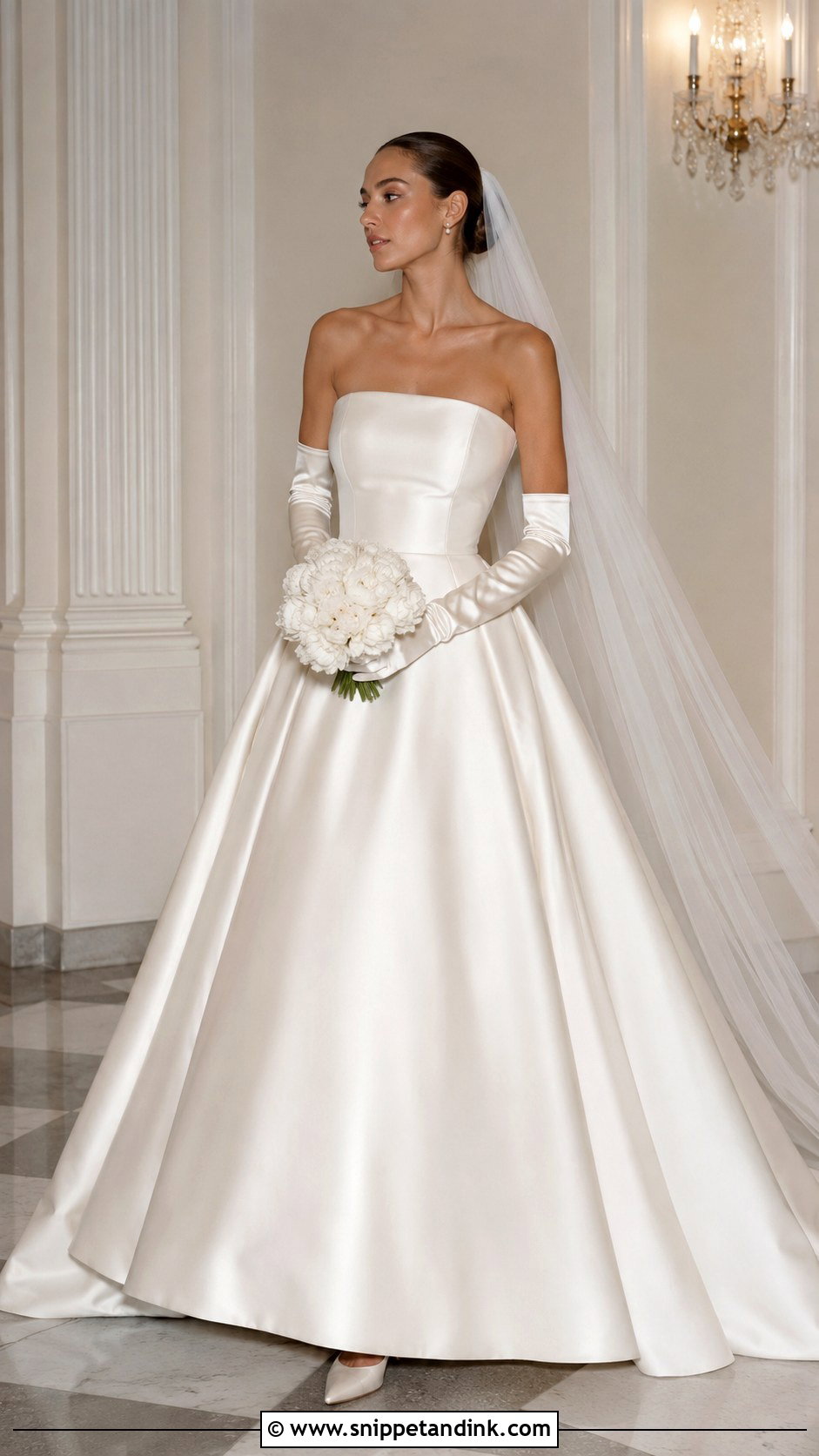 Satin Wedding Dress With Gloves - Snippet and Ink - 20 Rich Wedding Dress Ideas