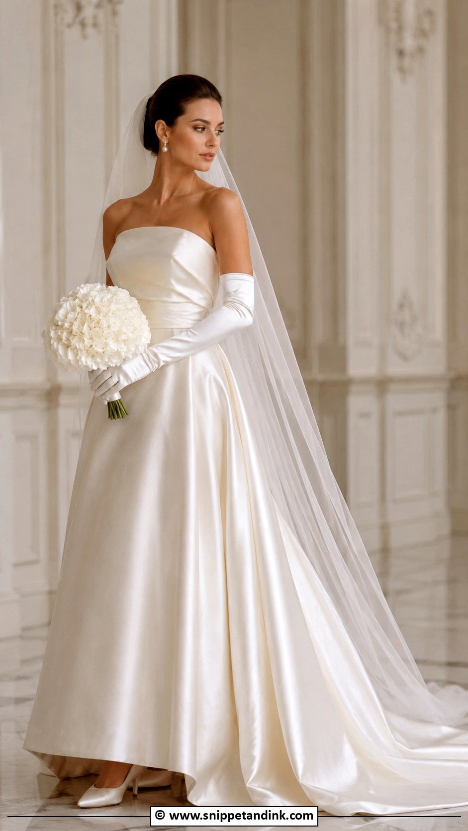 Satin Wedding Dress With Gloves - Snippet and Ink - 25 Elegant Satin Wedding Dress Ideas