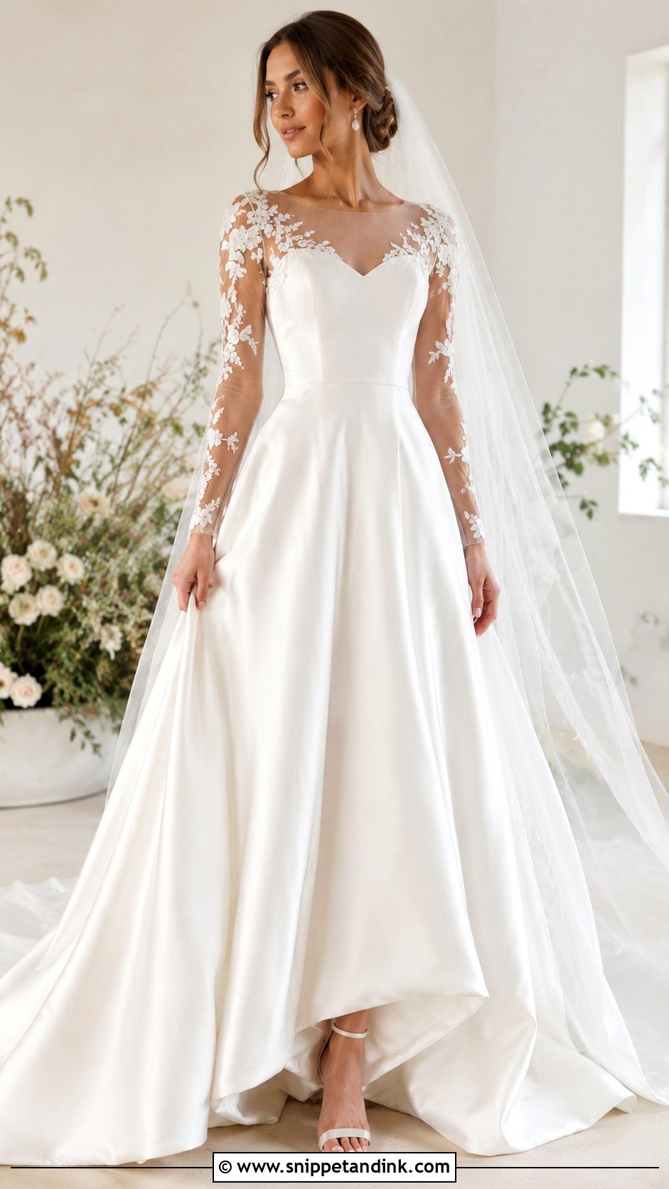 Satin Wedding Dress With Illusion Sleeves - Snippet and Ink - 25 Satin Wedding Dress with Sleeves