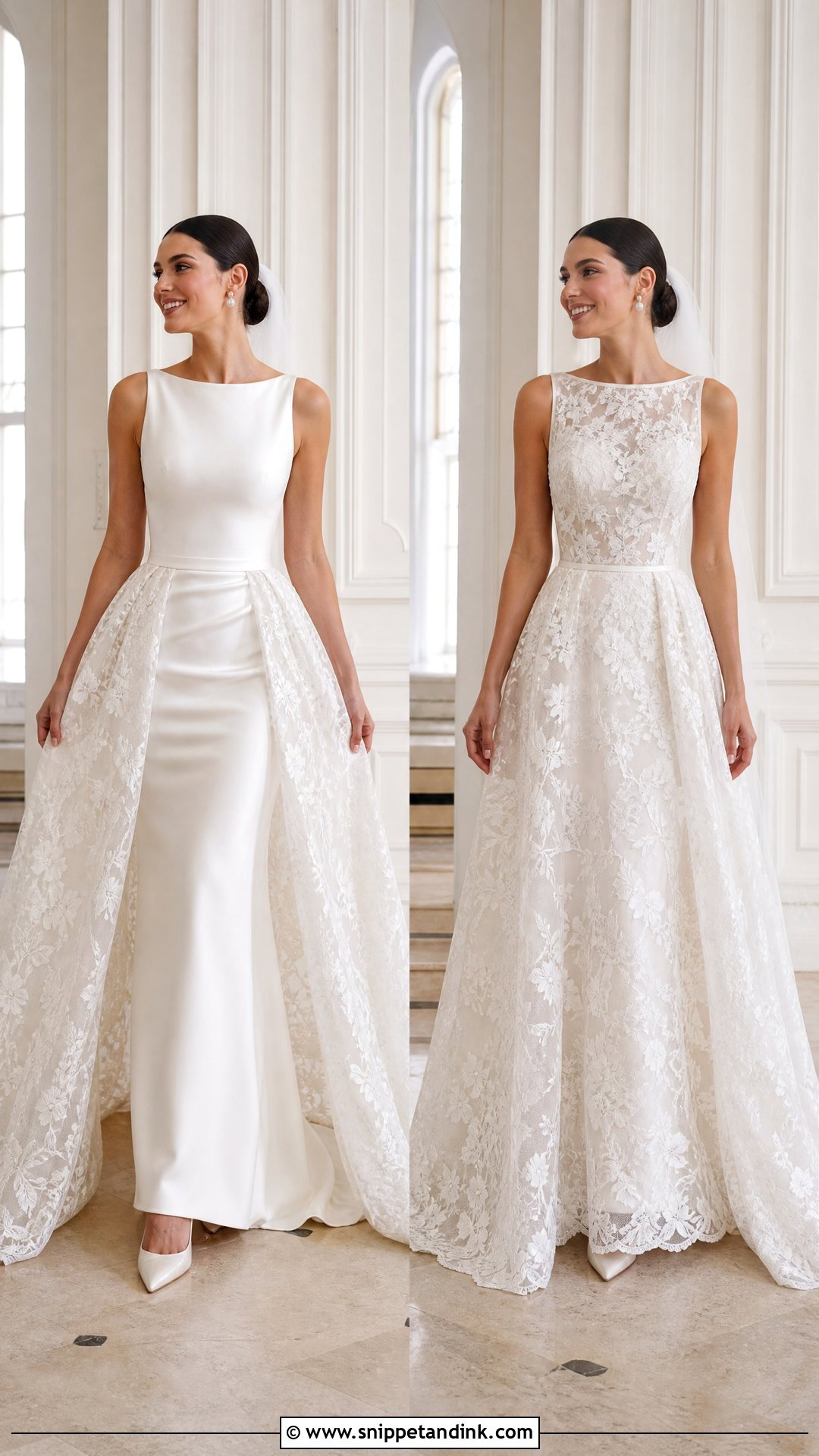 Satin Wedding Dress With Lace Overskirt - Snippet and Ink - 20 Satin Lace Wedding Dress Ideas