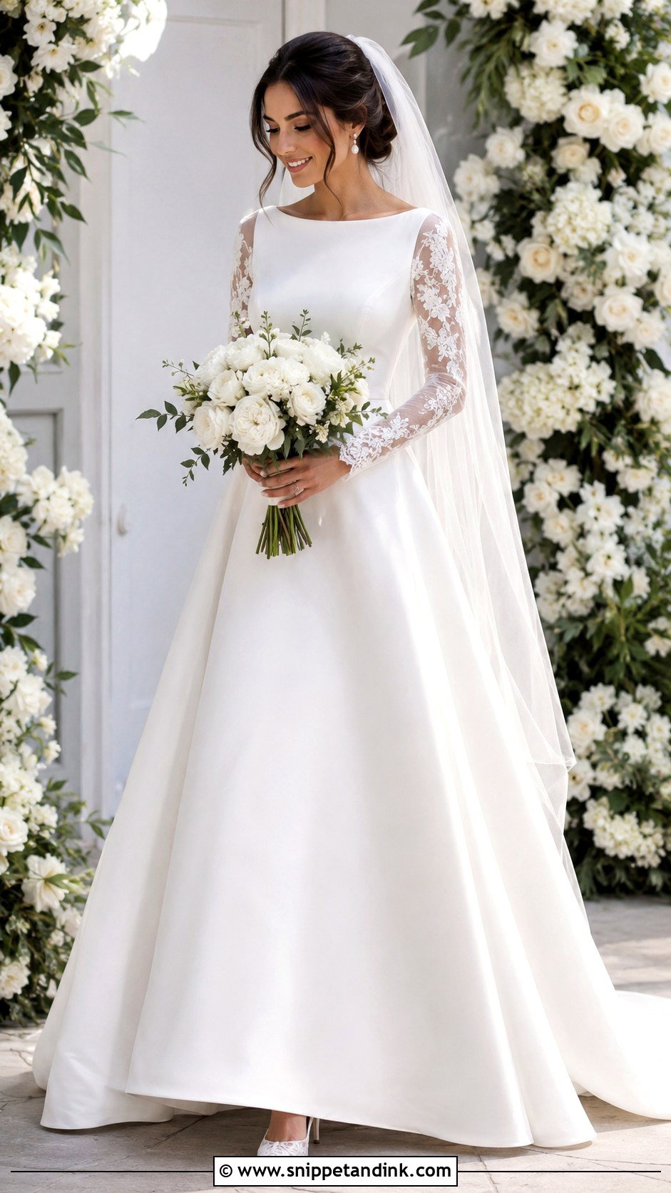 Satin Wedding Dress With Lace Sleeves - Snippet and Ink - 25 Satin Wedding Dress with Sleeves