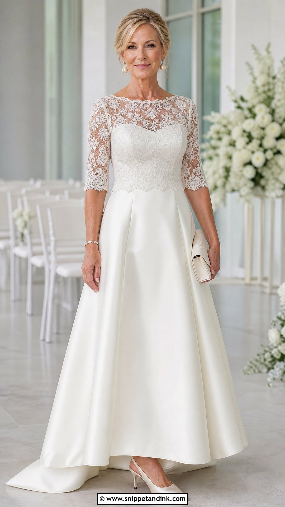 Satin Wedding Dress With Lace Topper - Snippet and Ink - 20 Older Women Wedding Dresses