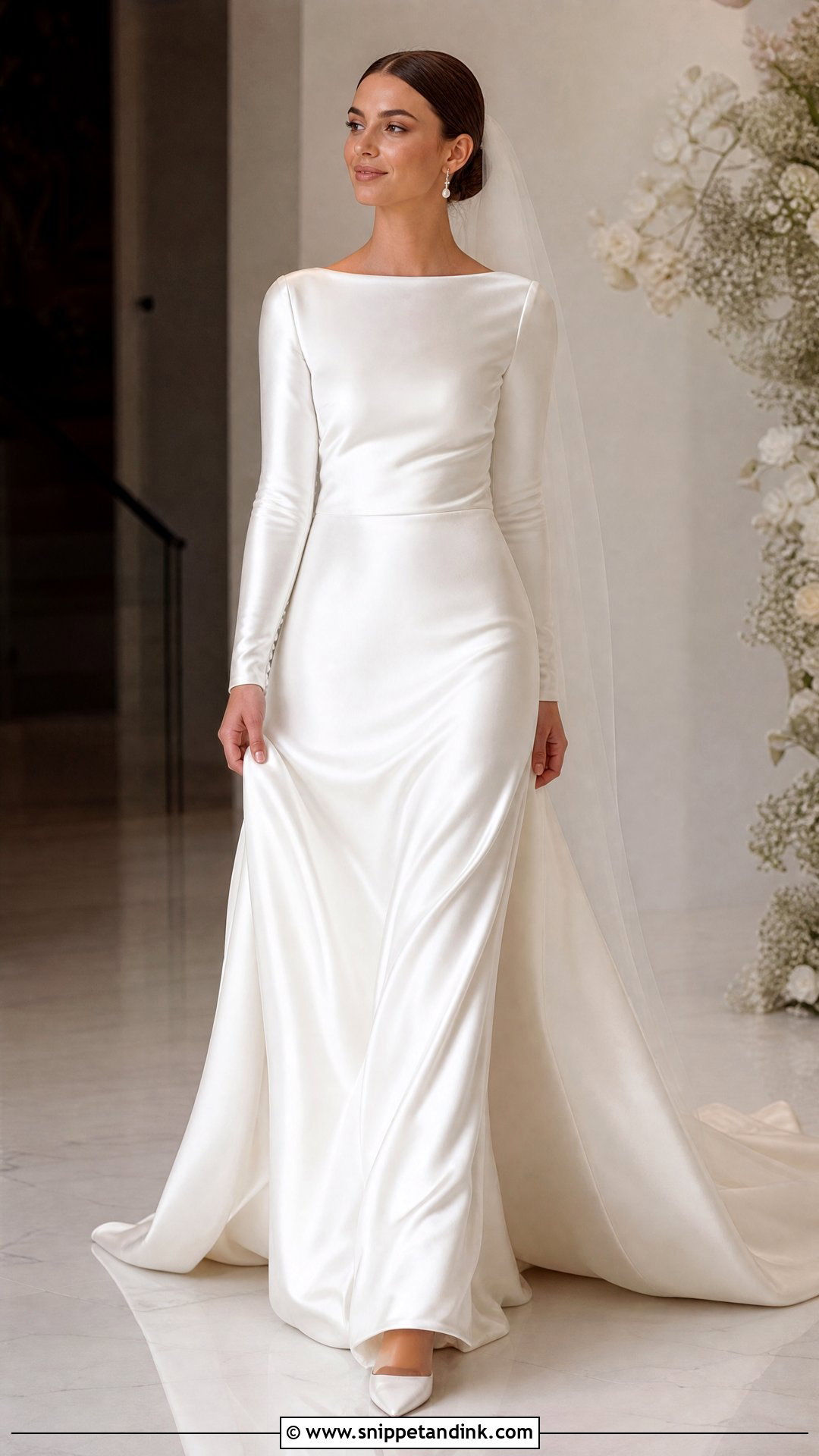 Satin Wedding Dress With Long Sleeves - Snippet and Ink - 25 Elegant Wedding Dress with Sleeves