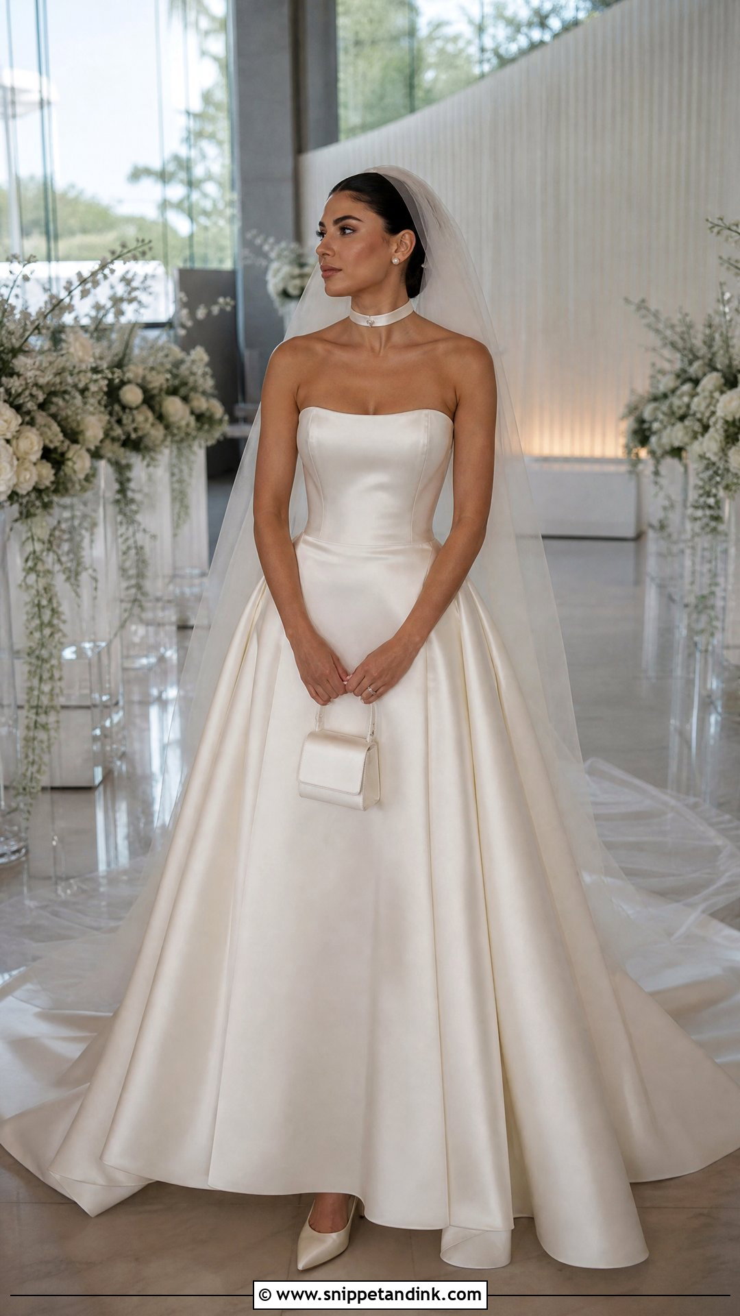 Satin Wedding Dress With Matching Fabric Choker - Snippet and Ink - 20 Wedding Dress with Choker Ideas