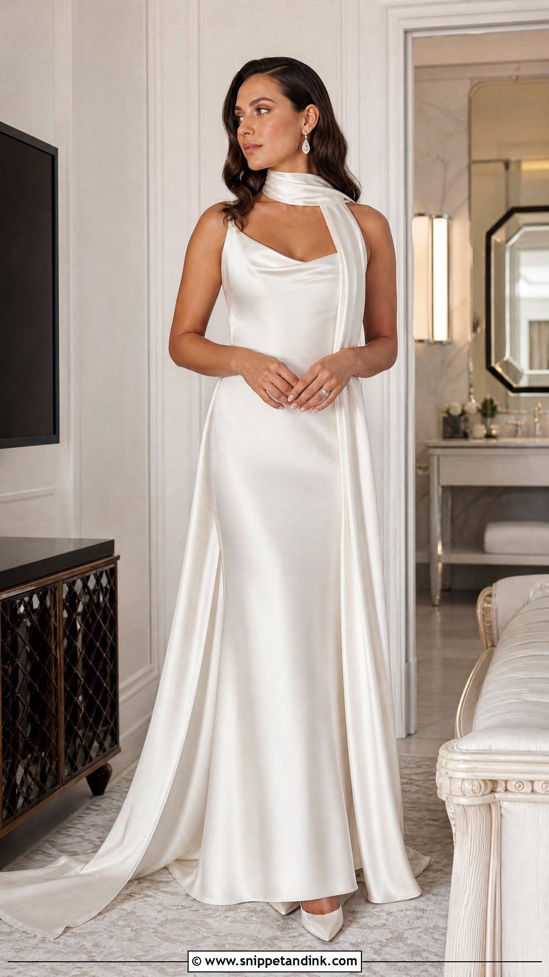 Satin Wedding Dress With Neck Scarf - Snippet and Ink - 25 Wedding Dress with Neck Scarf Ideas