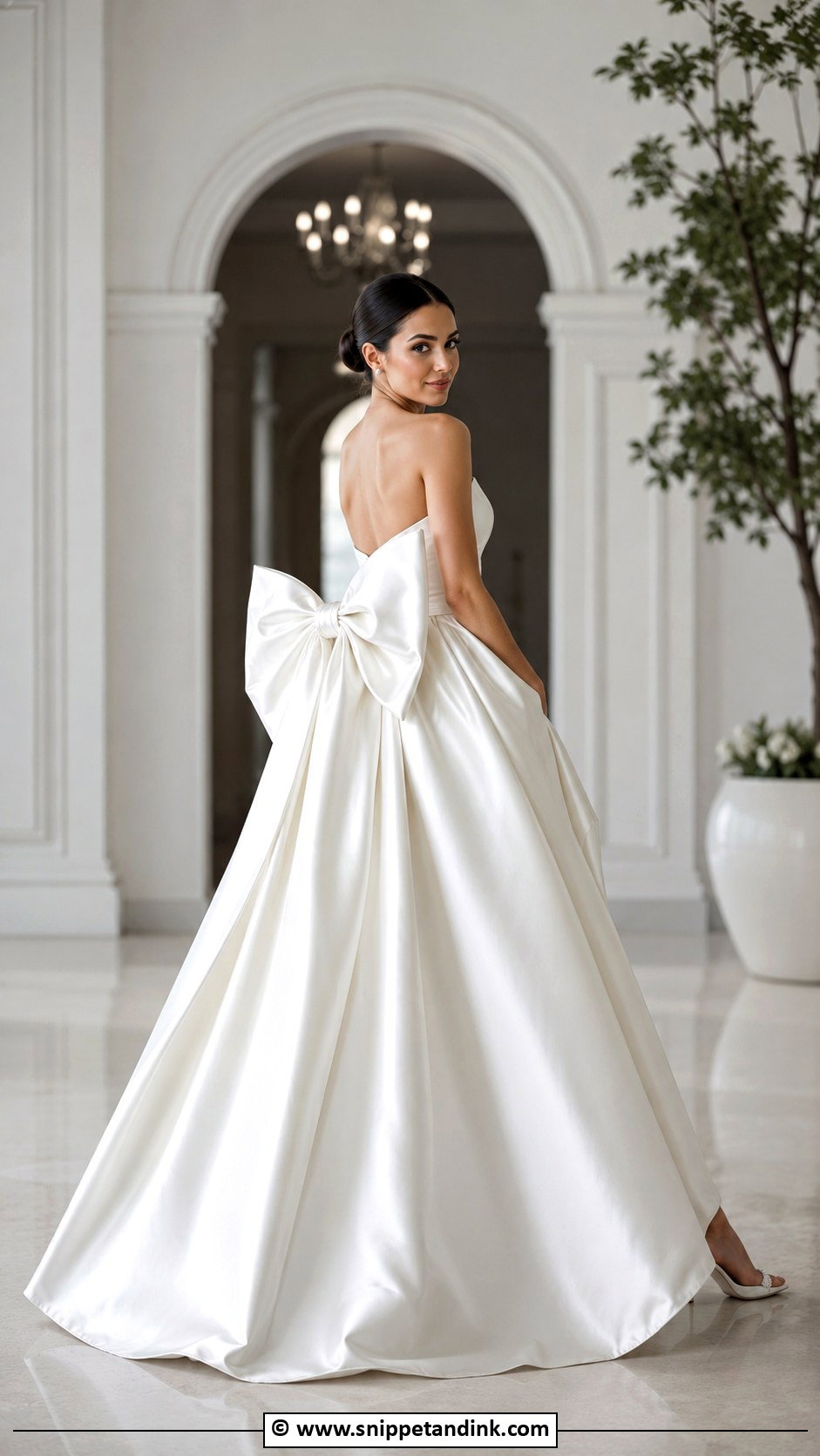 Satin Wedding Dress With Oversized Bow - Snippet and Ink - 25 Wedding Dress with Bow Ideas