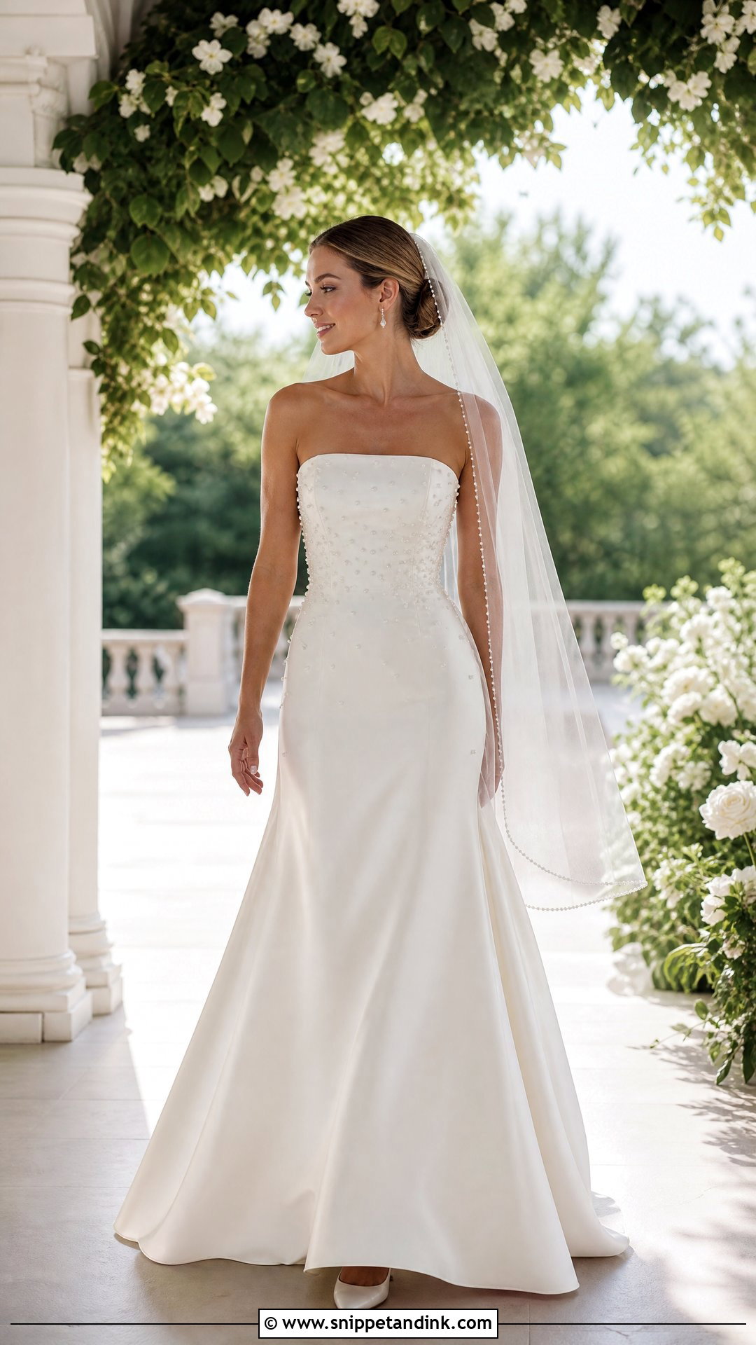 Satin Wedding Dress With Pearl Details - Snippet and Ink - 20 Silky Satin Wedding Dress Ideas