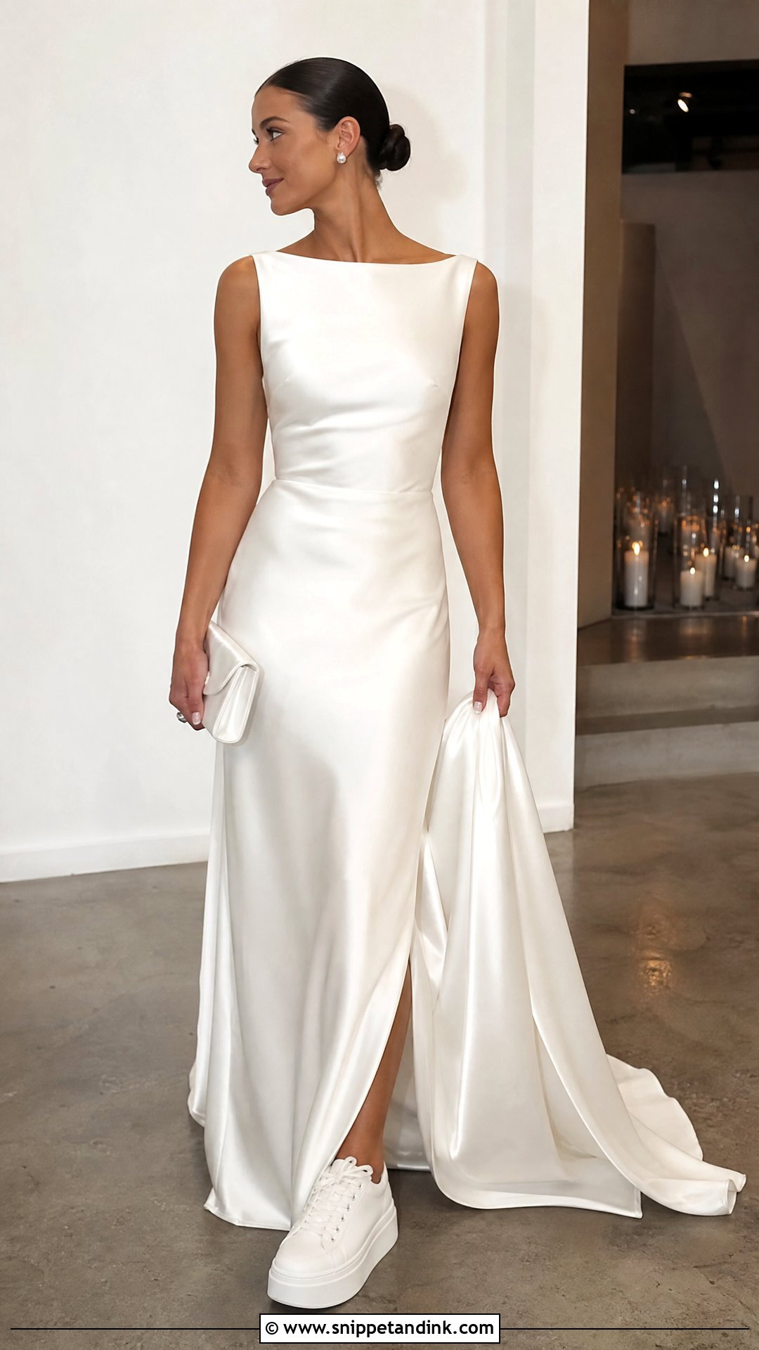 Satin Wedding Dress With Platform Sneakers - Snippet and Ink - 25 Wedding Dress with Sneakers Ideas