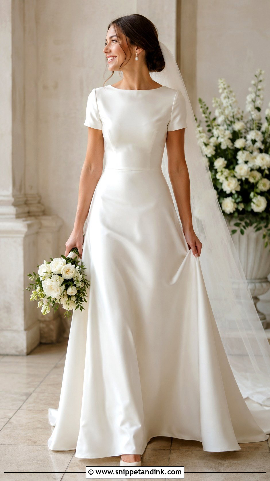 Satin Wedding Dress With Short Sleeves - Snippet and Ink - 25 Satin Wedding Dress with Sleeves