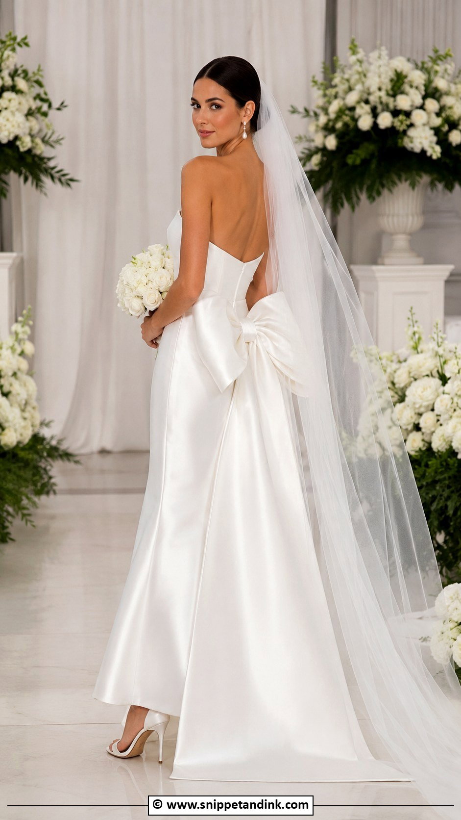 Satin Wedding Dress With Statement Bow - Snippet and Ink - 30 Extravagant Wedding Dresses