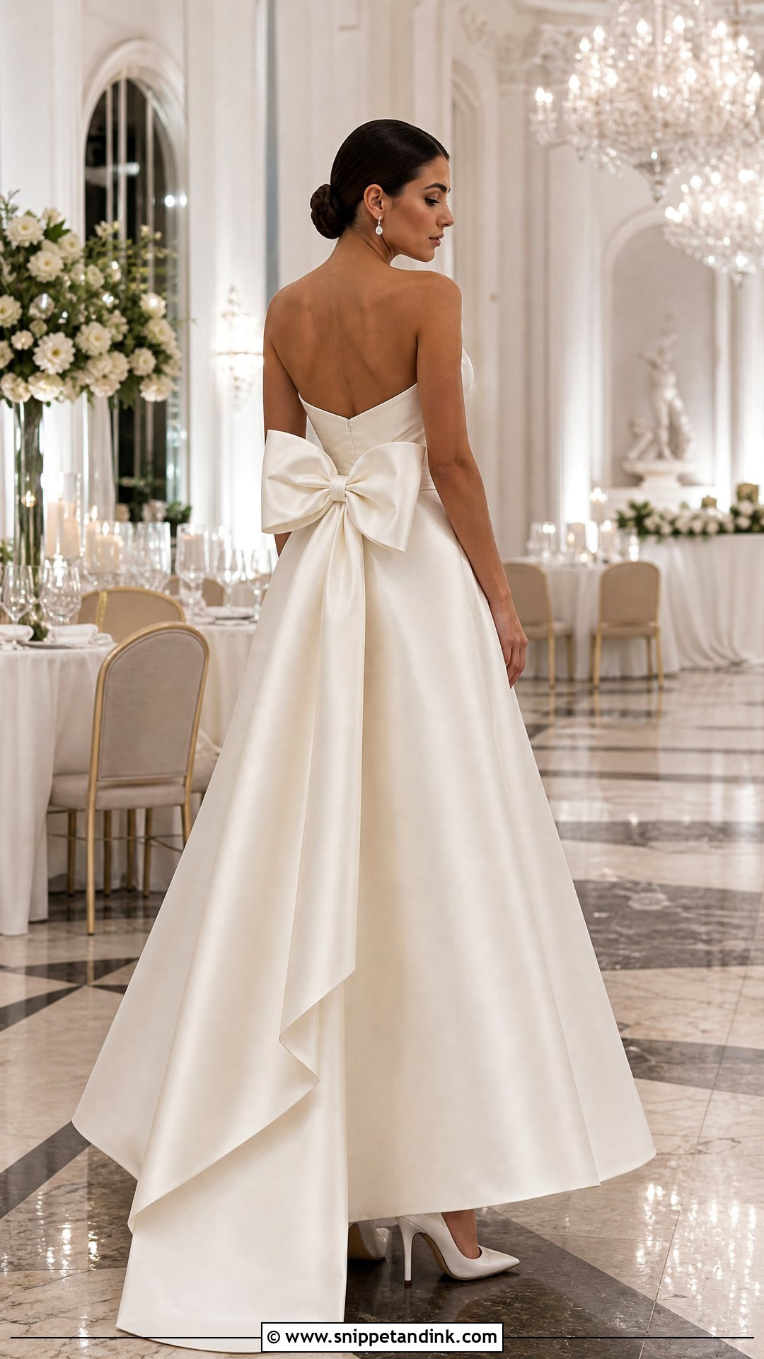 Satin Wedding Dress with an Oversized Back Bow - Snippet and Ink - 20 Wedding Dress with a Bow Ideas