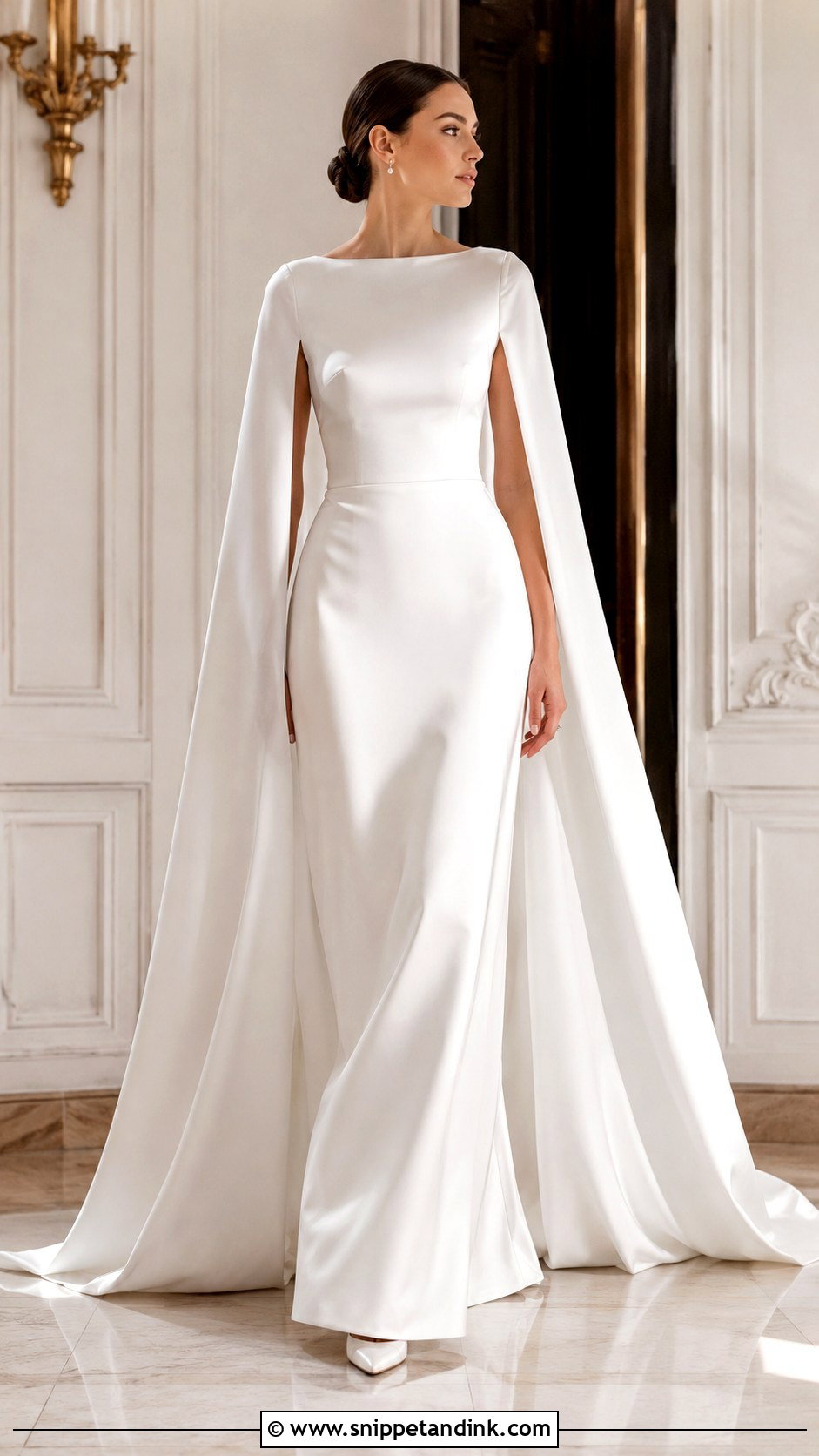 Satin Wedding Gown With Cape - Snippet and Ink - 30 Satin Wedding Gown Ideas