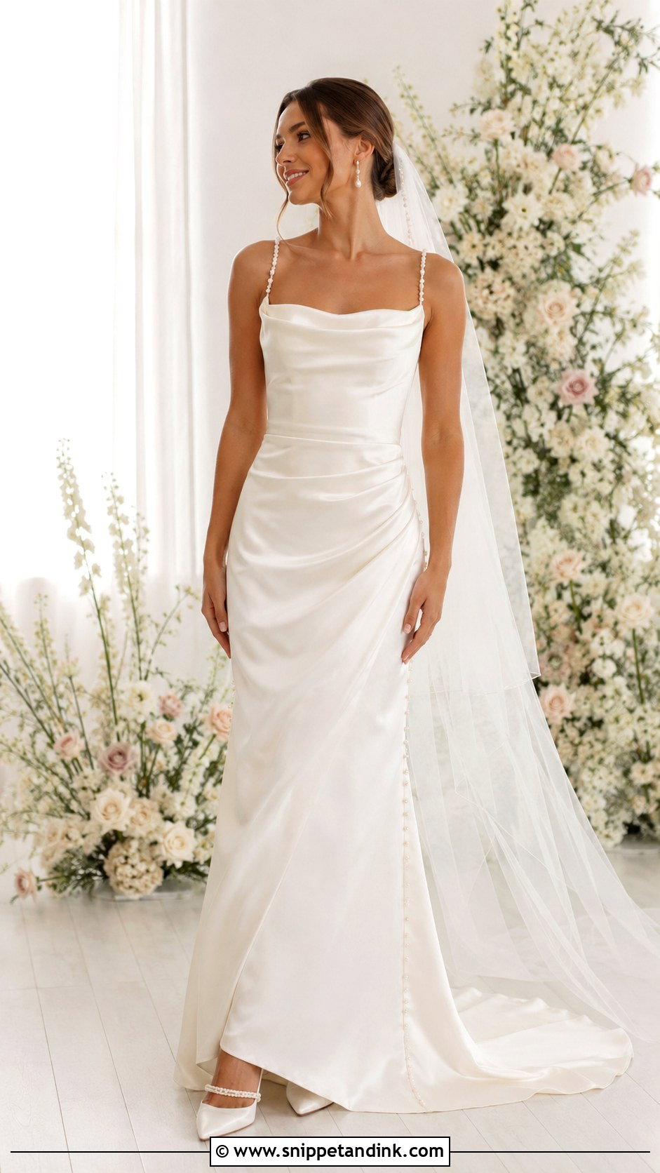 Satin Wedding Gown With Pearl Details - Snippet and Ink - 30 Satin Wedding Gown Ideas