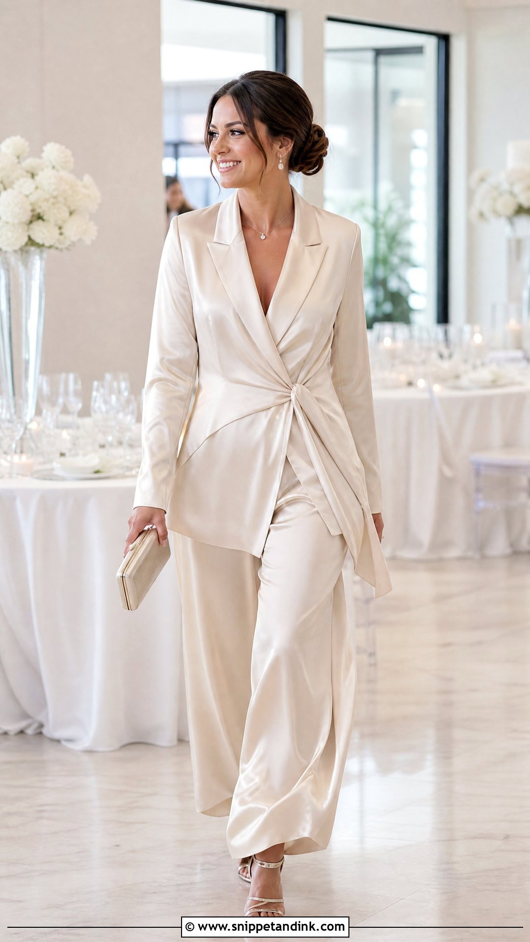 Satin Wide Leg Suit - Snippet and Ink - 25 Marriage Suits