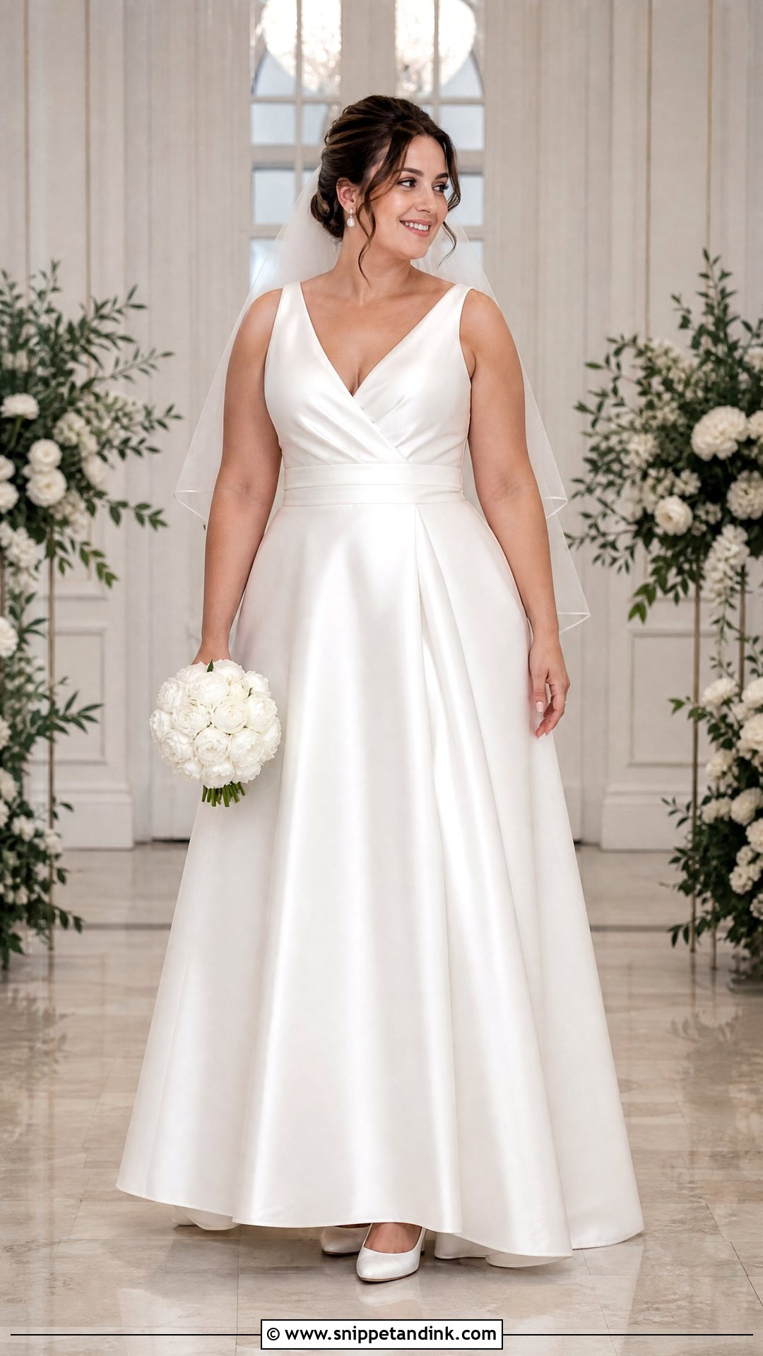 Satin Wrap Bodice Wedding Dress - Snippet and Ink - 20 Wedding Dresses Pear Shape
