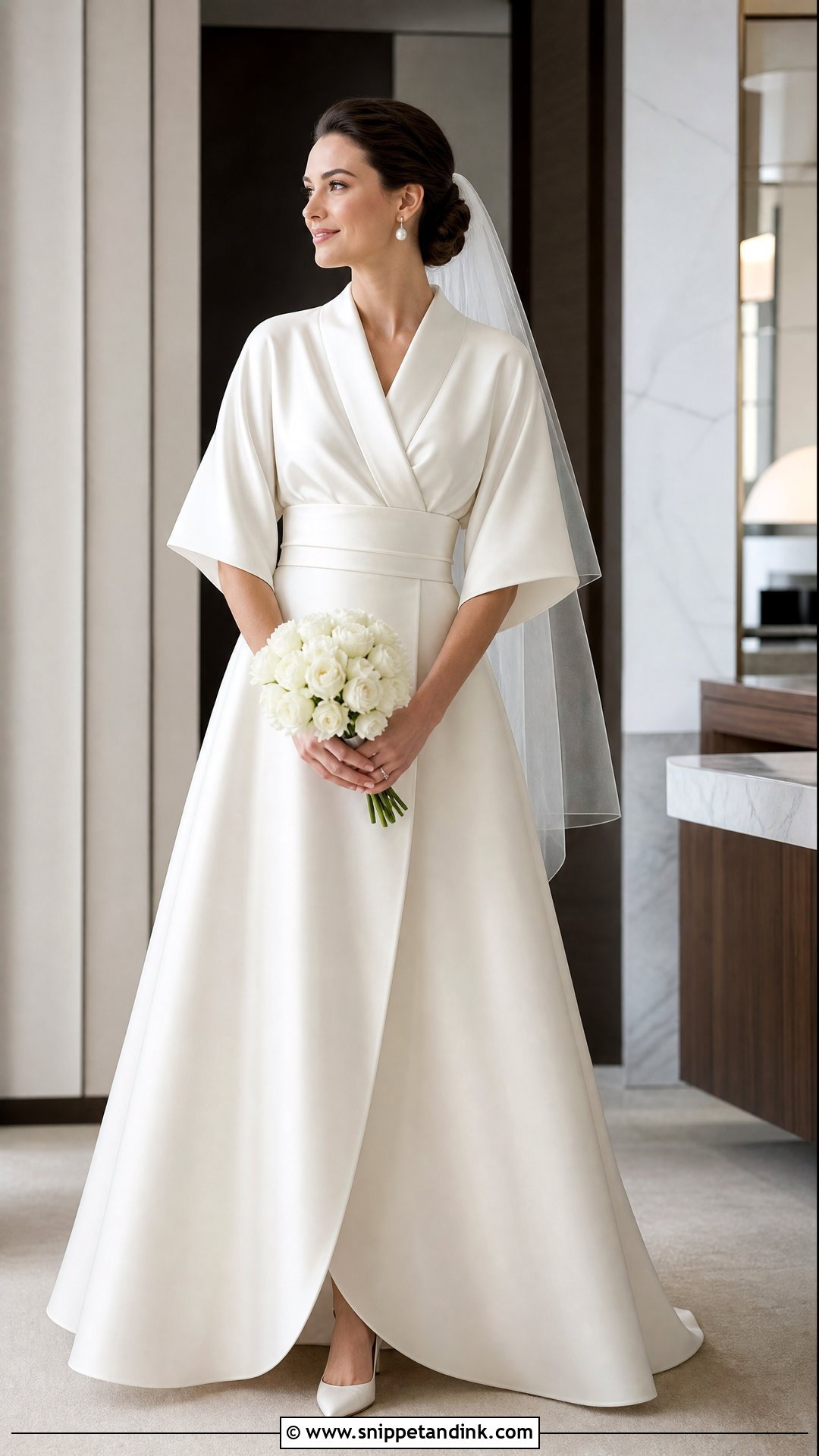 Satin Wrap Kimono Wedding Dress - Snippet and Ink - 25 Kimono Wedding Dress Ideas