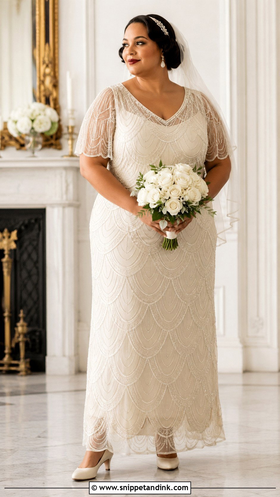 Scalloped Beaded 1920s Wedding Dress - Snippet and Ink - 20 1920s Inspired Wedding Dress Ideas