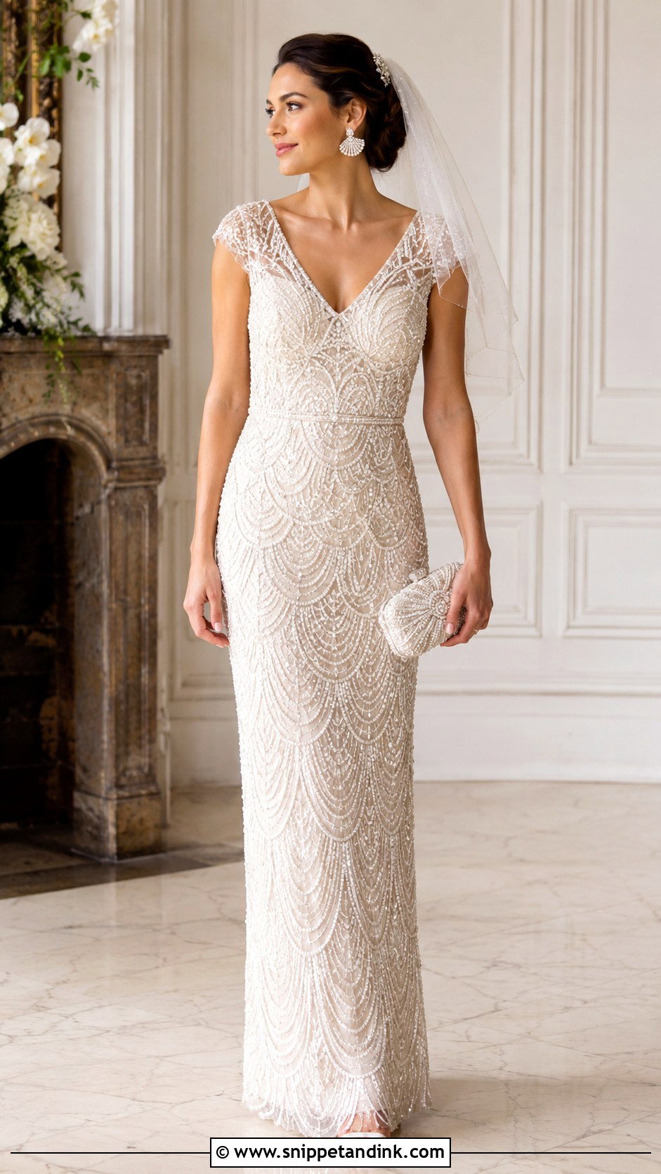 Scalloped Beaded Wedding Dress - Snippet and Ink - 20 20s Style Wedding Dress Ideas
