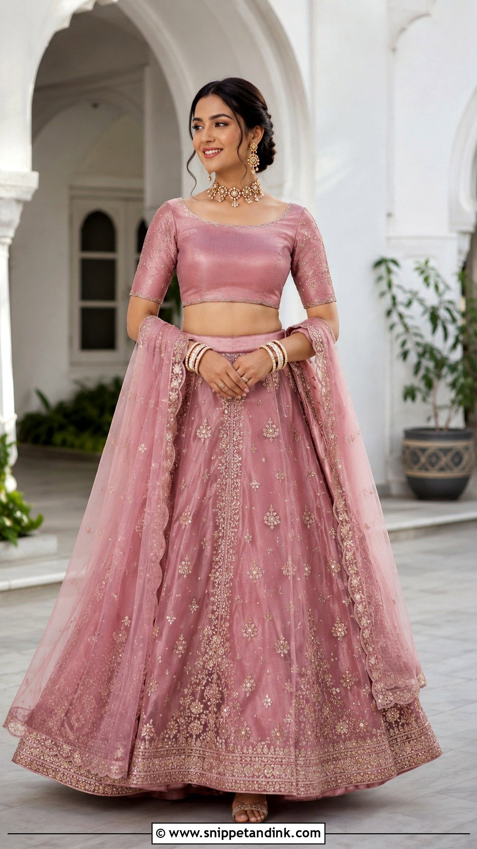 Scalloped Boat Neck Bridal Choli With Silk Lehenga - Snippet and Ink - 20 Bridal Choli Designs