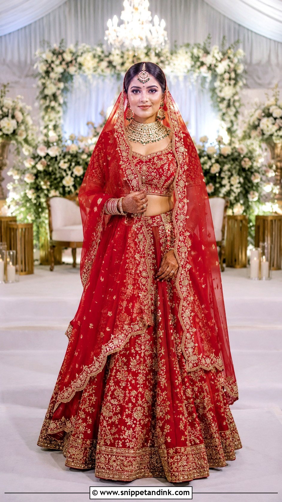 Scalloped Border Bridal Dupatta - Snippet and Ink - 20 Bridal Duppata Design Ideas