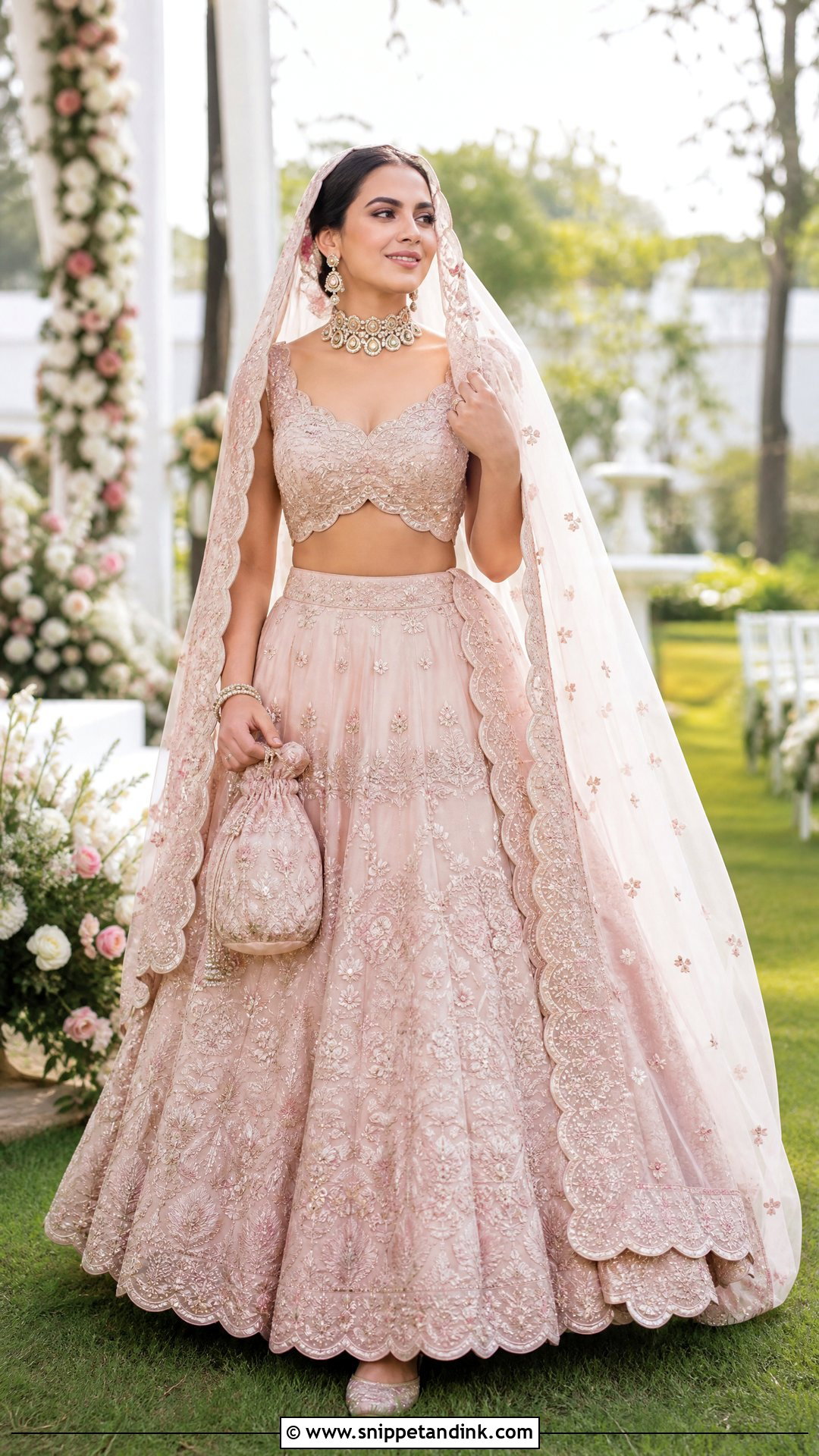 Scalloped Bridal Choli With Matching Lehenga - Snippet and Ink - 20 Indian Bridal Bride Choli Ideas