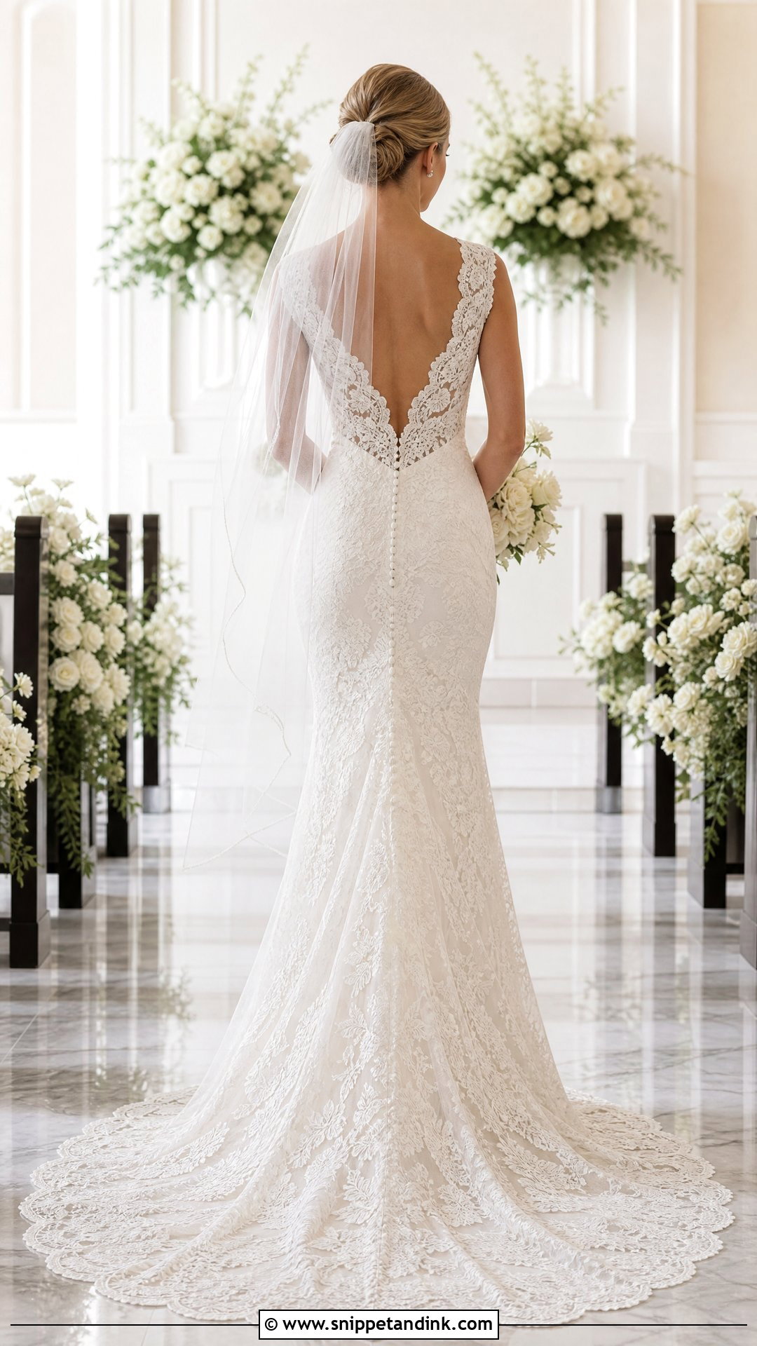 Scalloped Lace Back Wedding Dress - Snippet and Ink - 20 Wedding Dress Back Detail Ideas