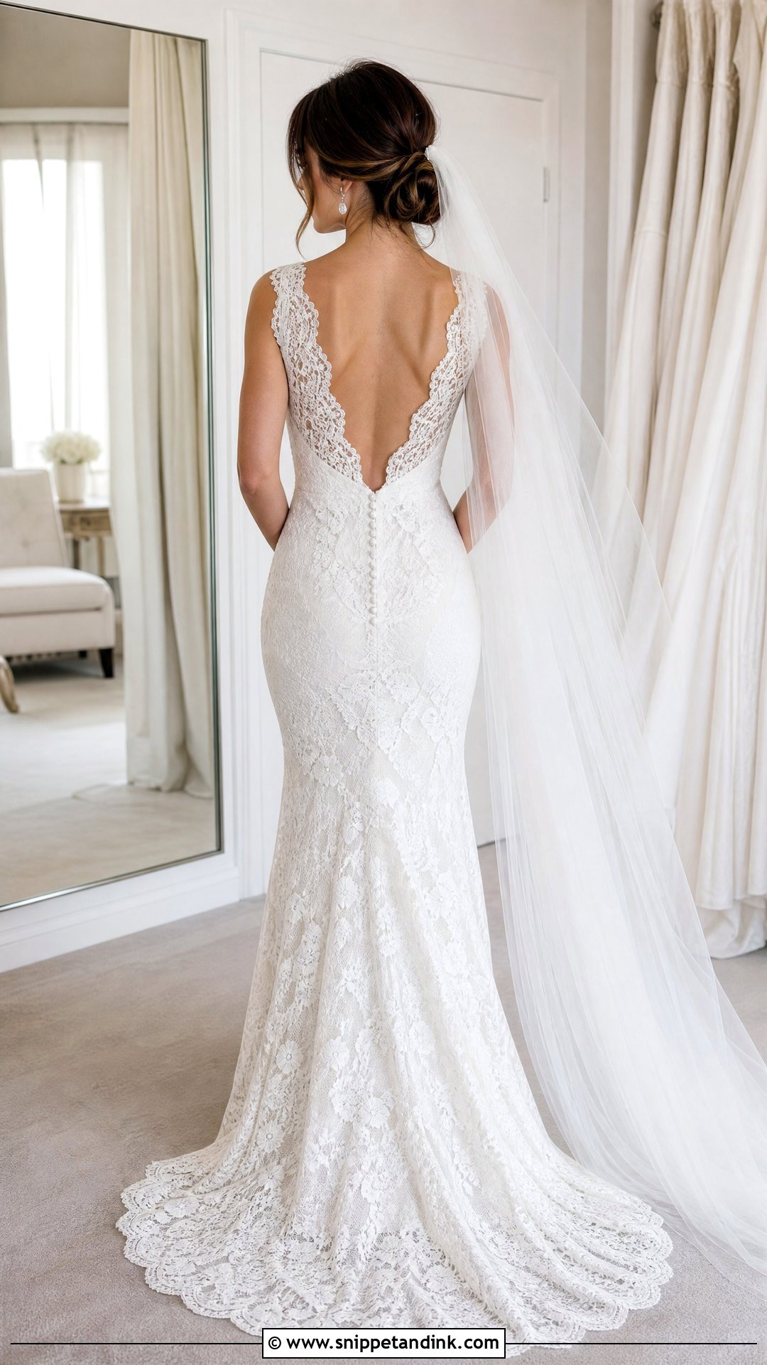 Scalloped Lace Back Wedding Dress - Snippet and Ink - 25 Back of Wedding Dress Ideas