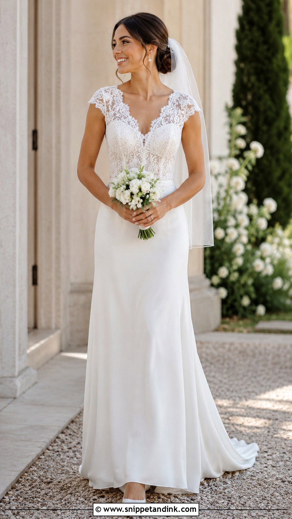 Scalloped Lace Collar Wedding Dress - Snippet and Ink - 20 Collar Wedding Dress Ideas