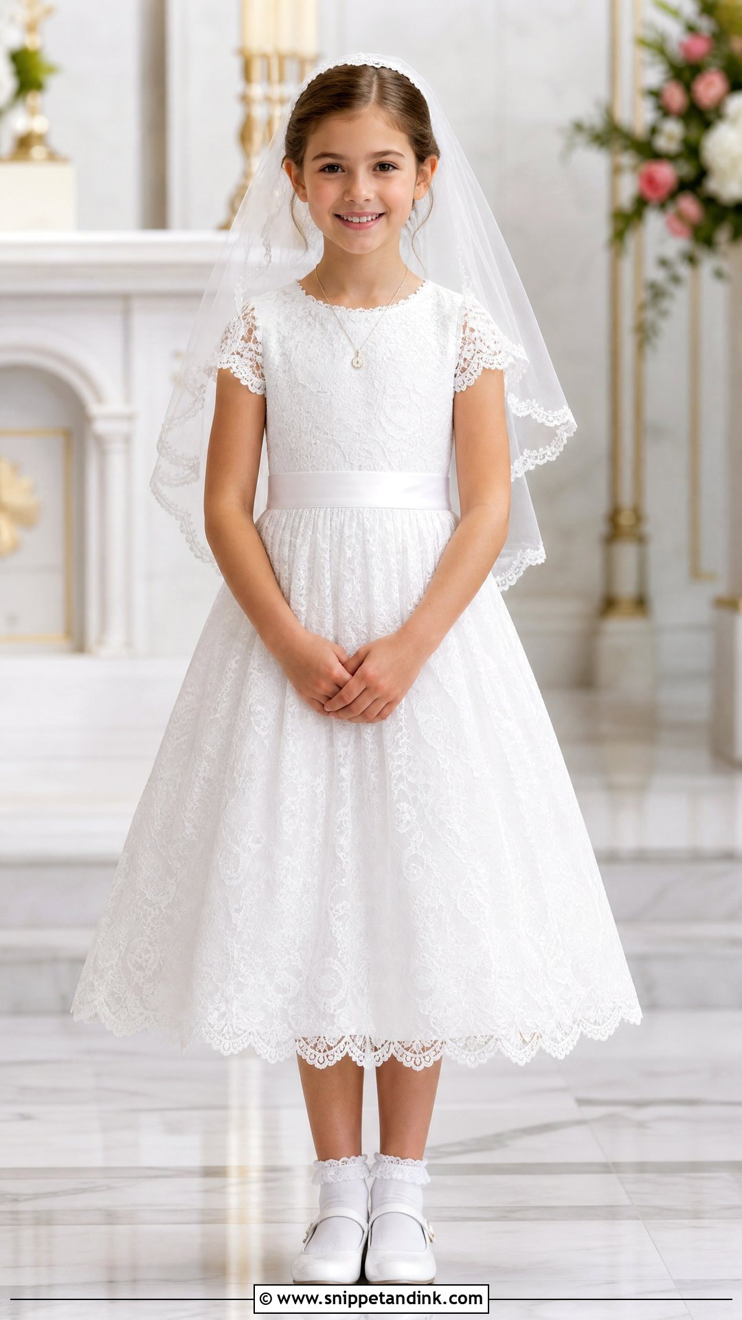 Scalloped Lace First Communion Dress - Snippet and Ink - 20 Designer First Communion Dresses