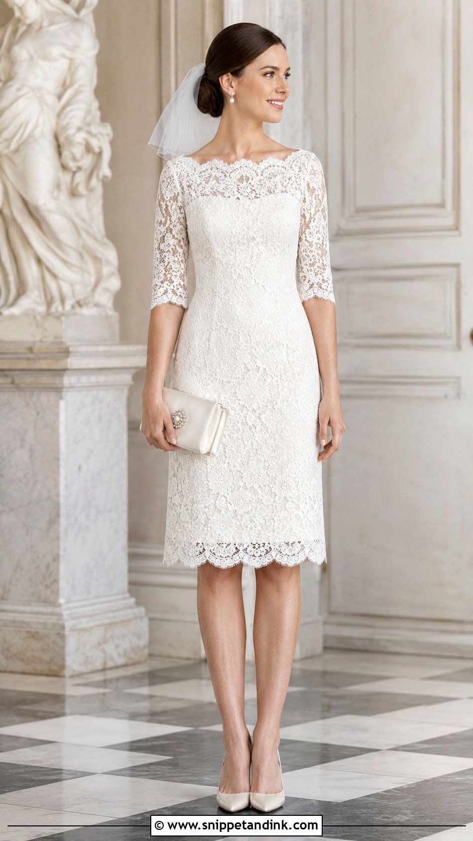 Scalloped Lace Knee Length 60s Wedding Dress - Snippet and Ink - 20 60s Wedding Dresses