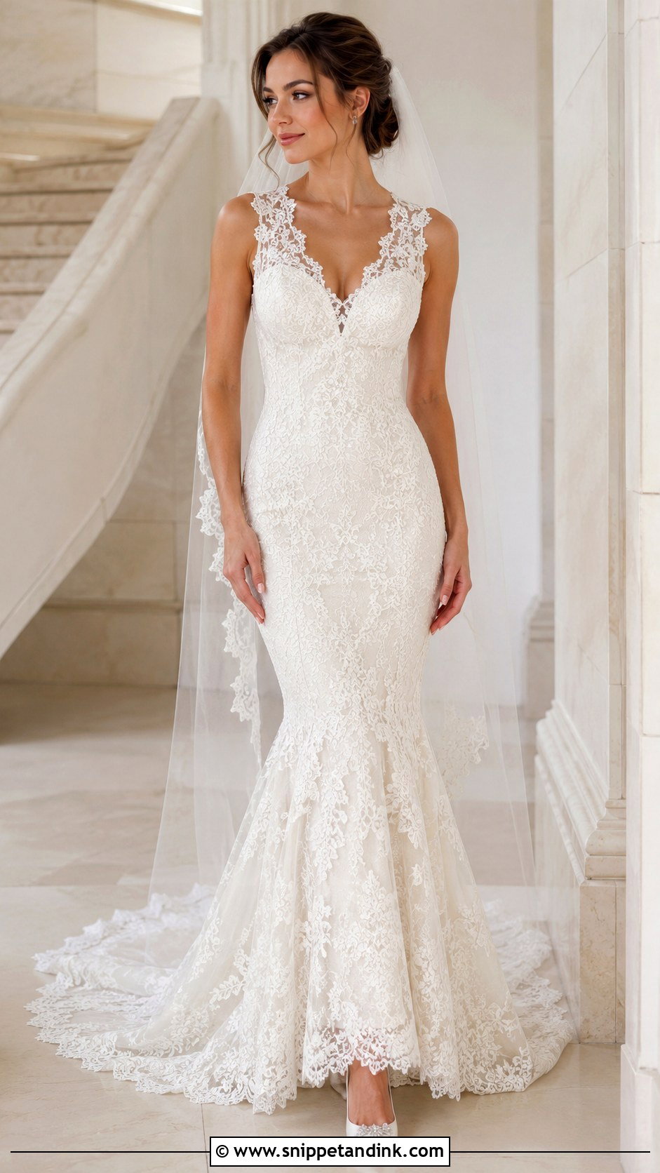 Scalloped Lace Mermaid Wedding Dress - Snippet and Ink - 20 Unique Vintage Elegant Wedding Dresses