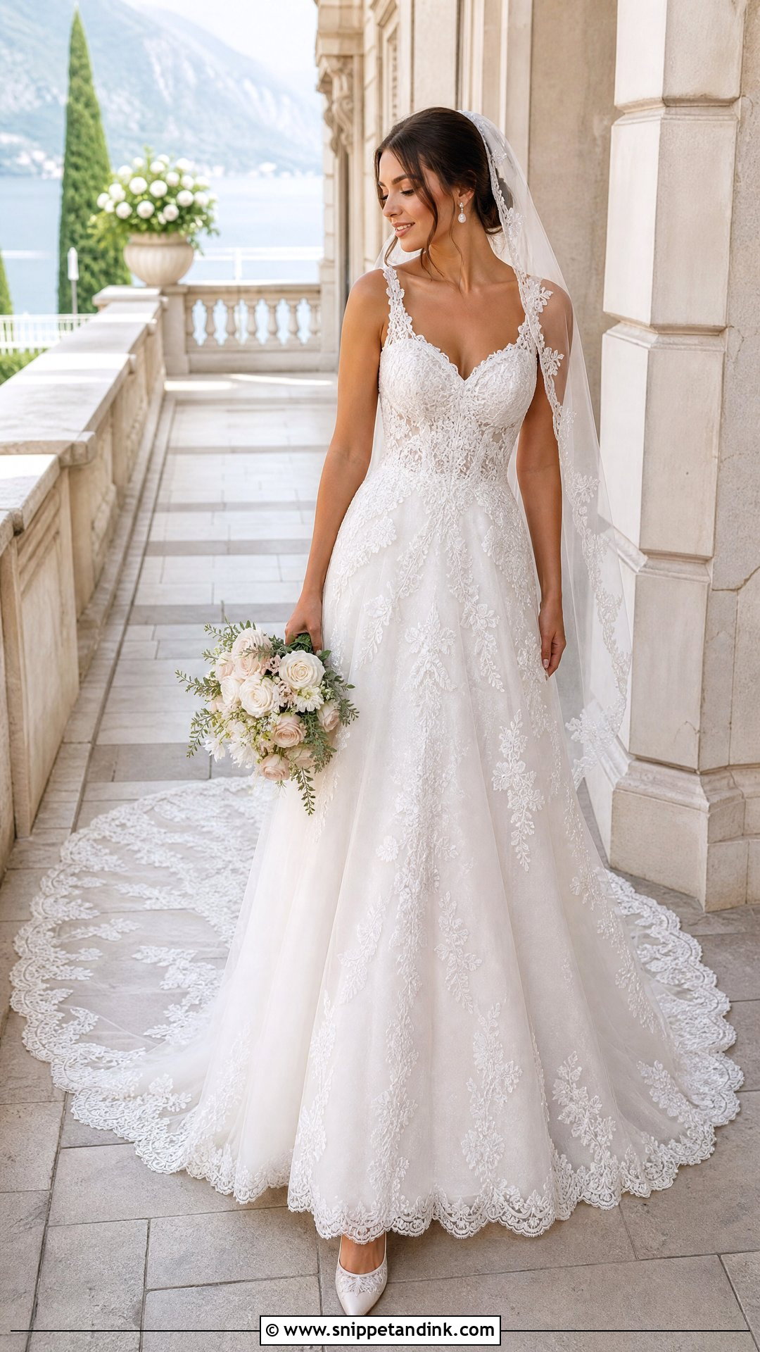 Scalloped Lace Train Wedding Dress - Snippet and Ink - 25 Dress Train Ideas